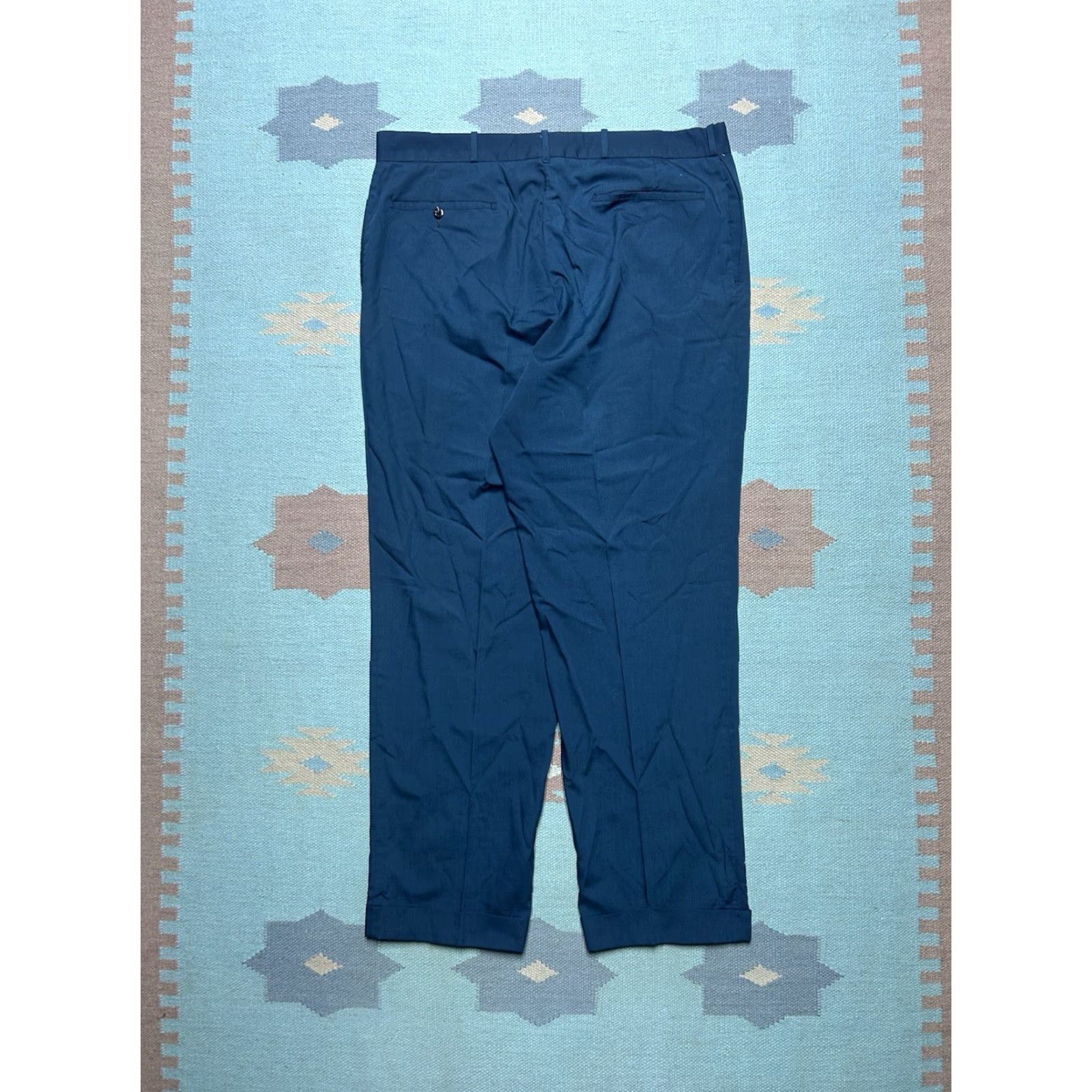 Vintage VINTAGE 70s NAVY Blue Lightweight Men Pants 36 x 30 Slacks Trousers Work Size US 36 / EU 52 - 5 Thumbnail