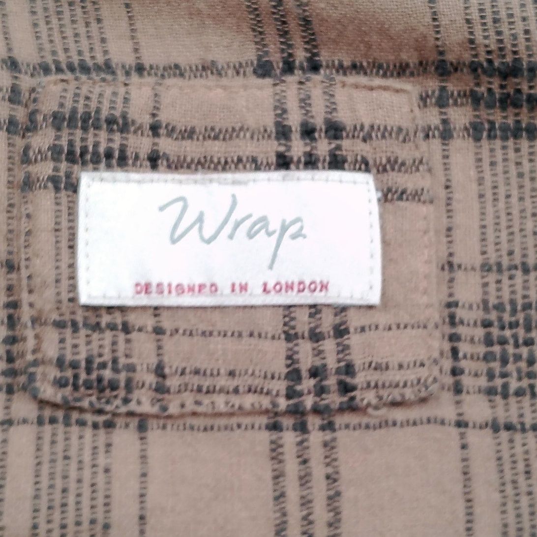 Other Wrap London Brown Plaid Linen Midi Dress Lagen Boho Size L / US 10 / IT 46 - 4 Thumbnail