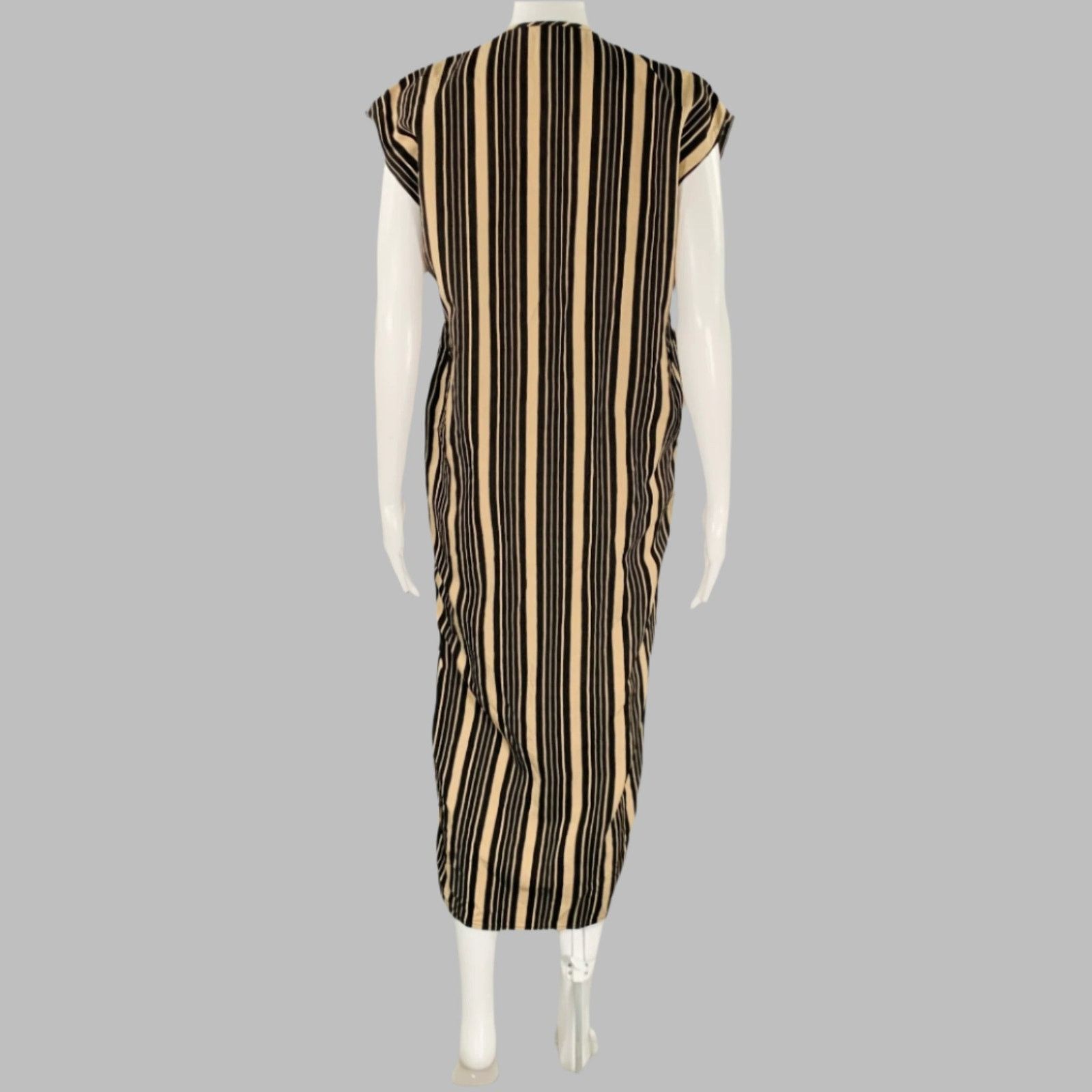 Other Size XS Black Beige Viscose Blend Stripe Tunic Long Dress Size XS / US 0-2 / IT 36-38 - 4 Thumbnail