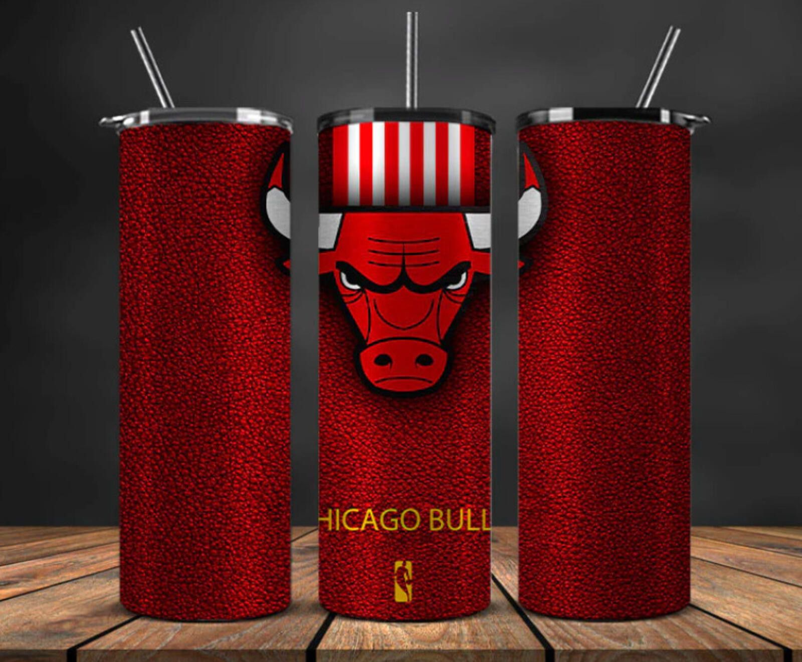 The Unbranded Brand 20 oz Chicago Bulls Stainless Steel Tumbler Textured Stripes Size ONE SIZE - 1 Thumbnail