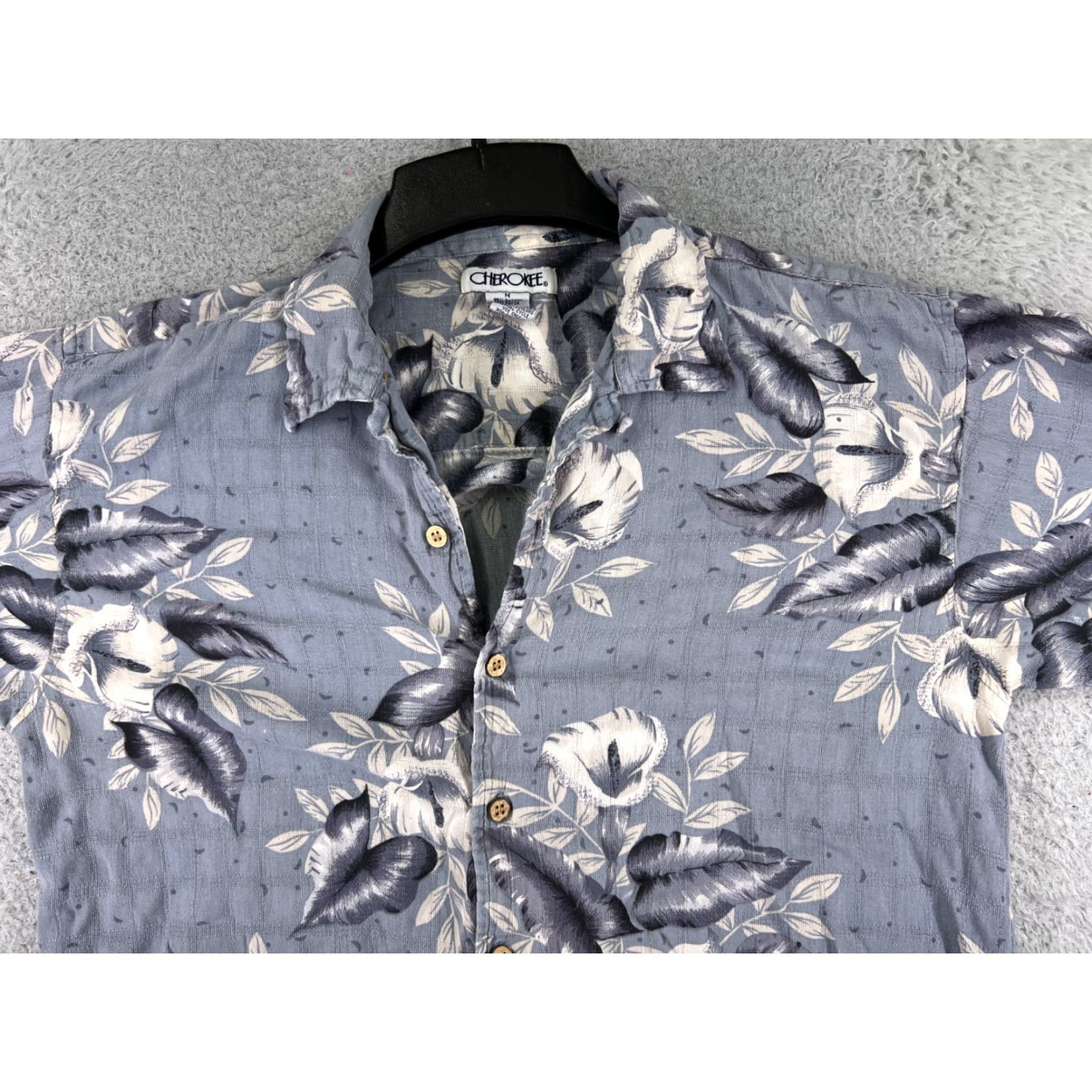 Cherokee Cherokee Shirt Adult Medium Blue Floral Button Up Camp Rayon Blend Short Sleeve Mens Size US M / EU 48-50 / 2 - 4 Thumbnail