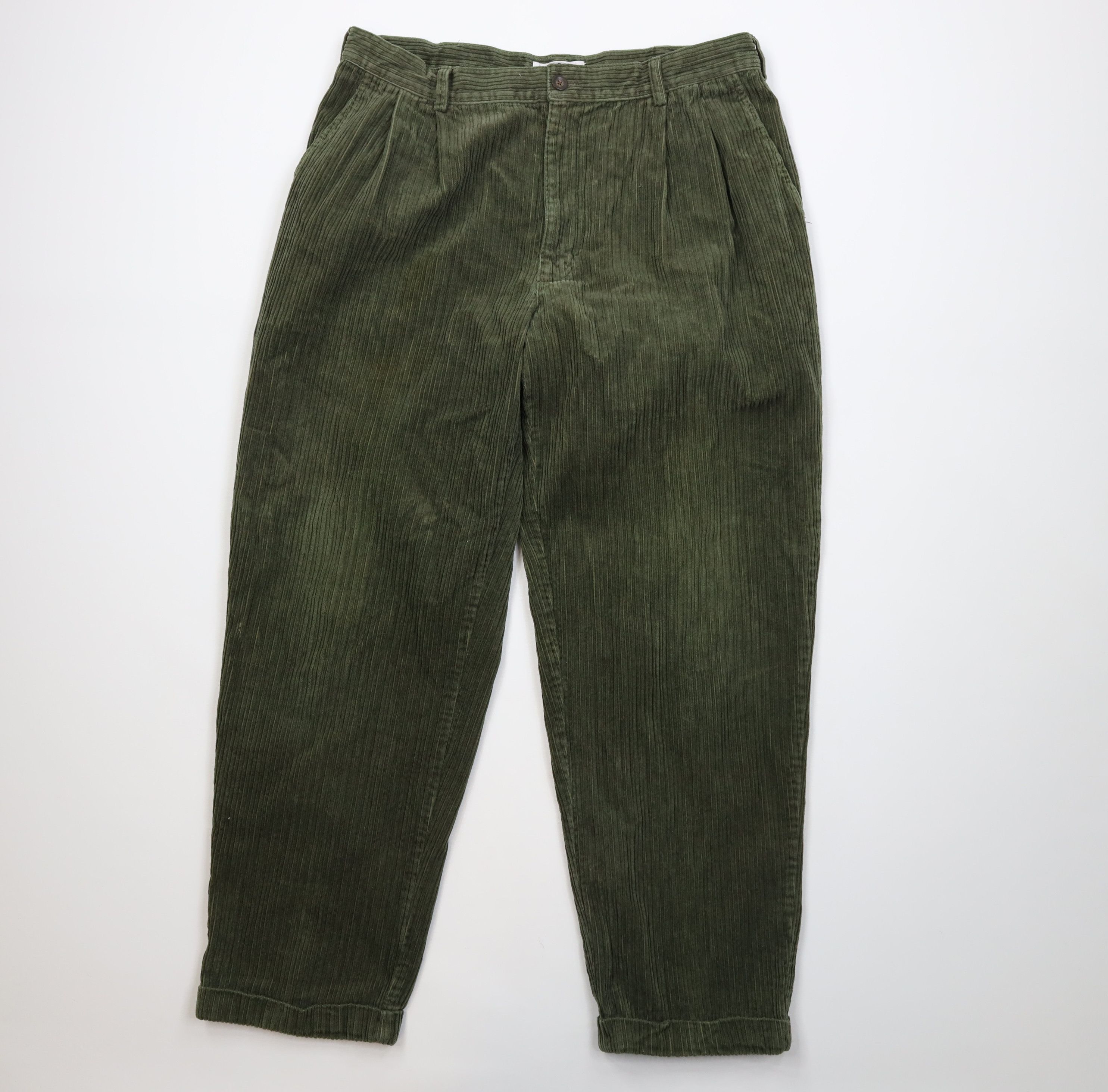 Vintage Vintage 90s Streetwear Wide Leg Corduroy Chino Pants Green Size US 38 / EU 54 - 1 Thumbnail