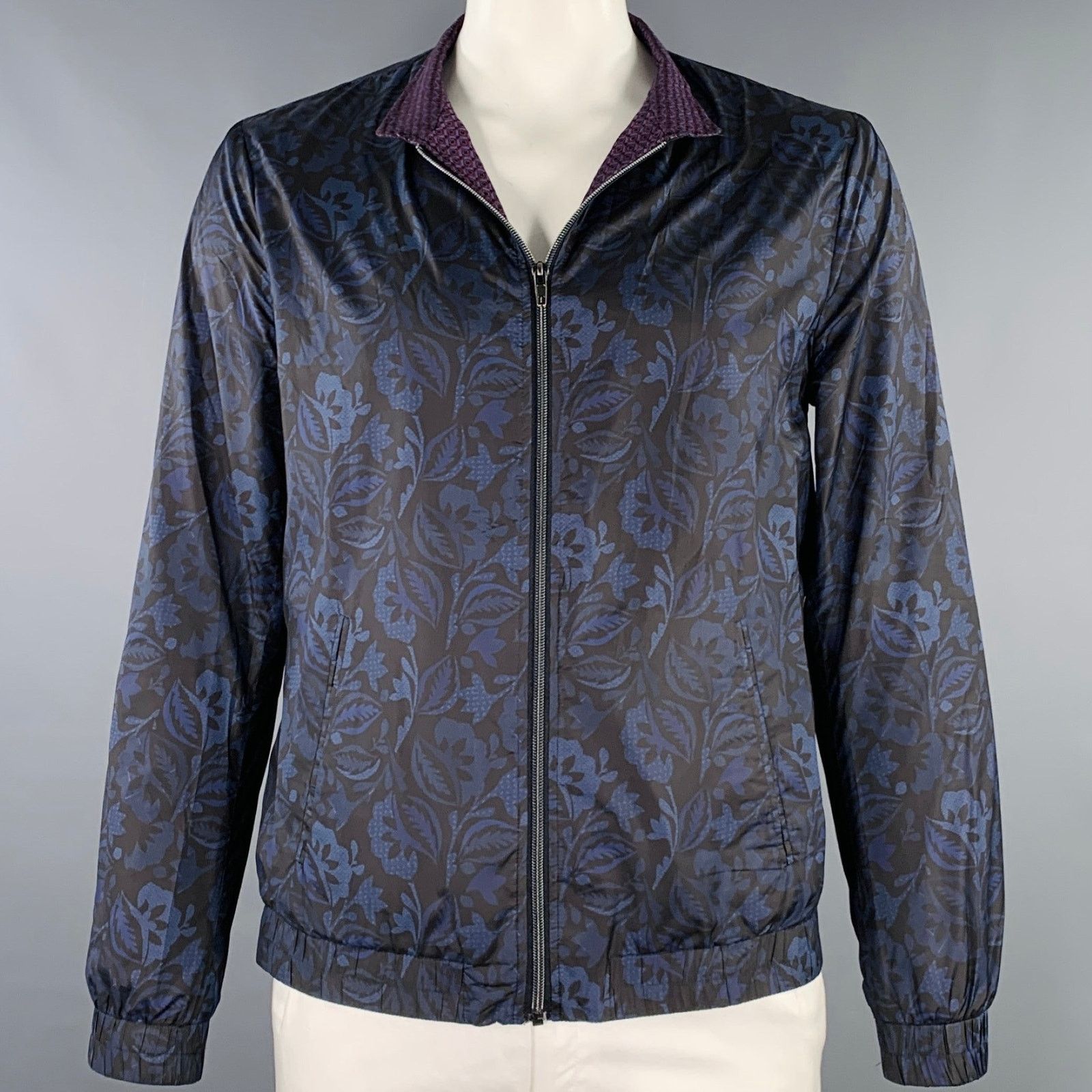 Etro ETRO Blue Black Multi Color Polyester Reversible Jacket Size US L / EU 52-54 / 3 - 1 Thumbnail