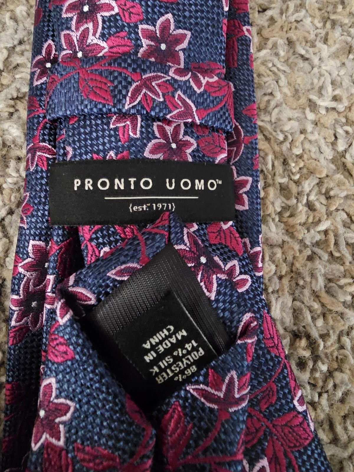Pronto Uomo Pronto Oumo Floral Necktie Blue Purple Red Silk Blend Size ONE SIZE - 4 Thumbnail