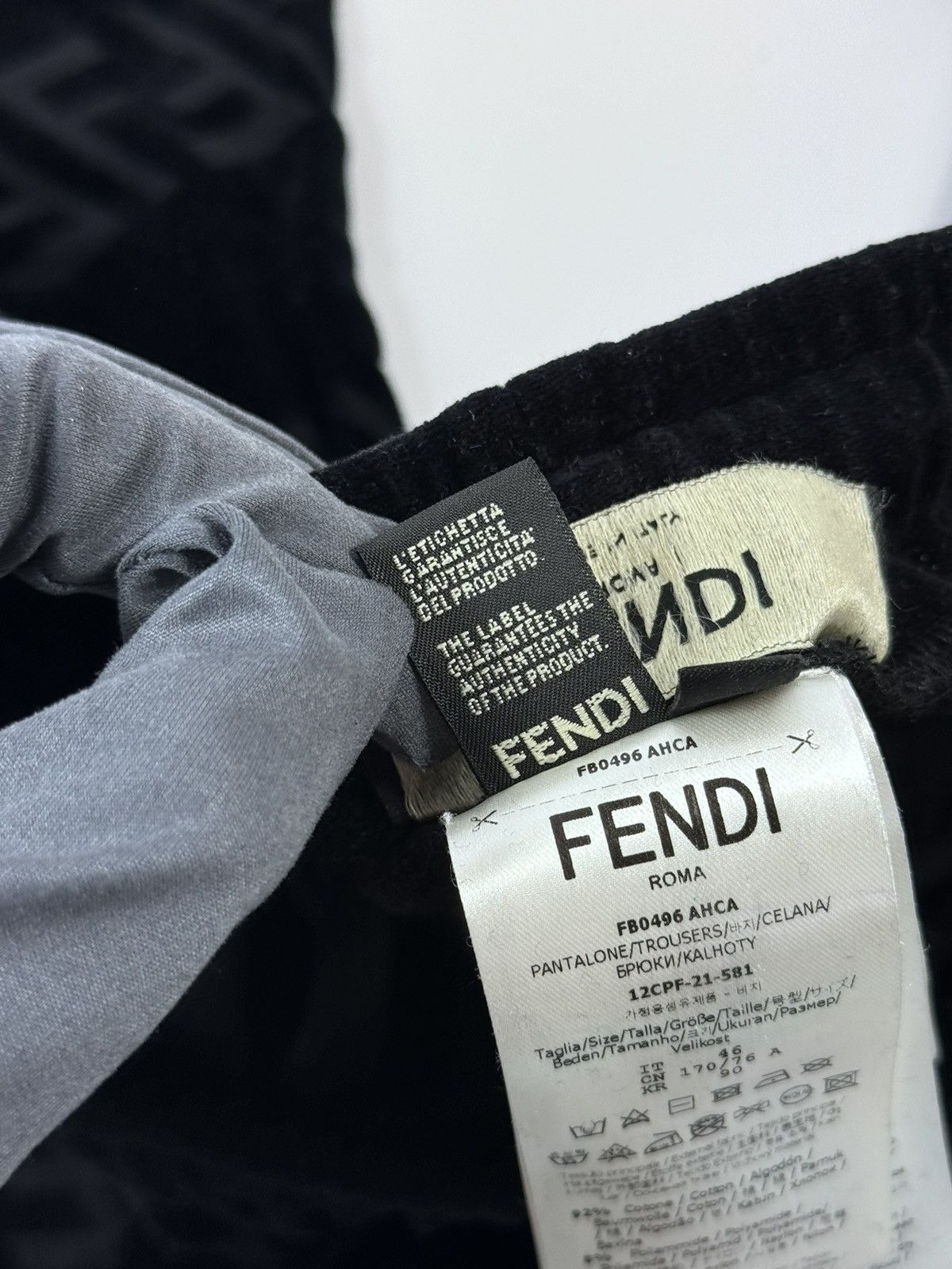 Fendi LOGO PRINT VELVET JOGGERS Size US 30 / EU 46 - 9 Thumbnail