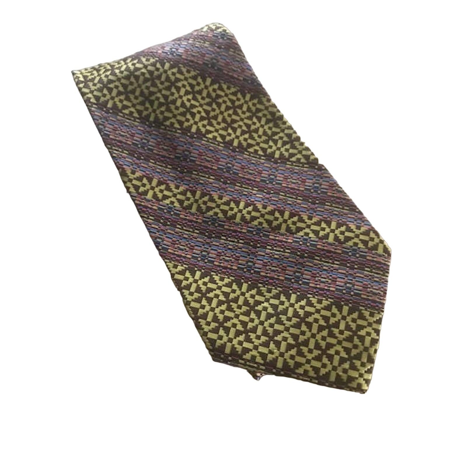 Vintage Vintage Wide Tie, Maroon, Tan Brown Patterned Necktie Size ONE SIZE - 1 Thumbnail