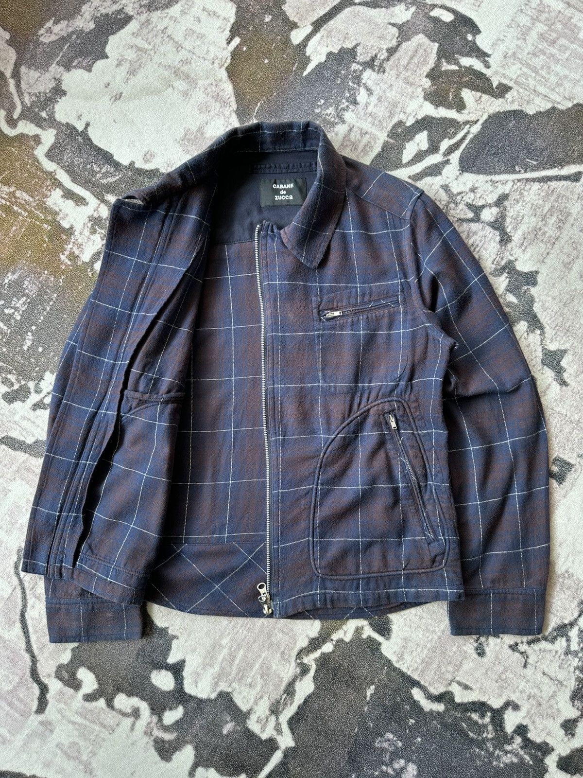 CABANE de ZUCCa 2003 S/S Cabane de Zucca shadow plaid zipper jacket Size US M / EU 48-50 / 2 - 2 Thumbnail