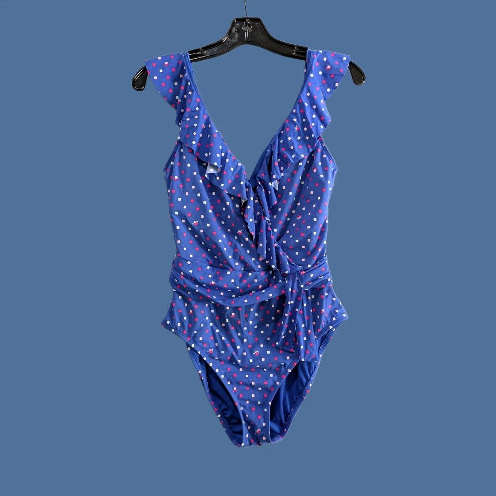 Lilly Pulitzer Lilly Pulitzer Delphie Borealis Blue Lilly Squared One Piece Swimsuit Small Womens polyester? Size ONE SIZE - 1 Thumbnail