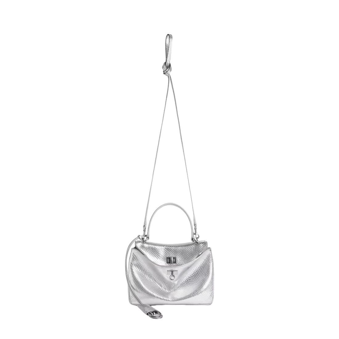 BALENCIAGA Rodeo Mini Silver Leather Handbag New