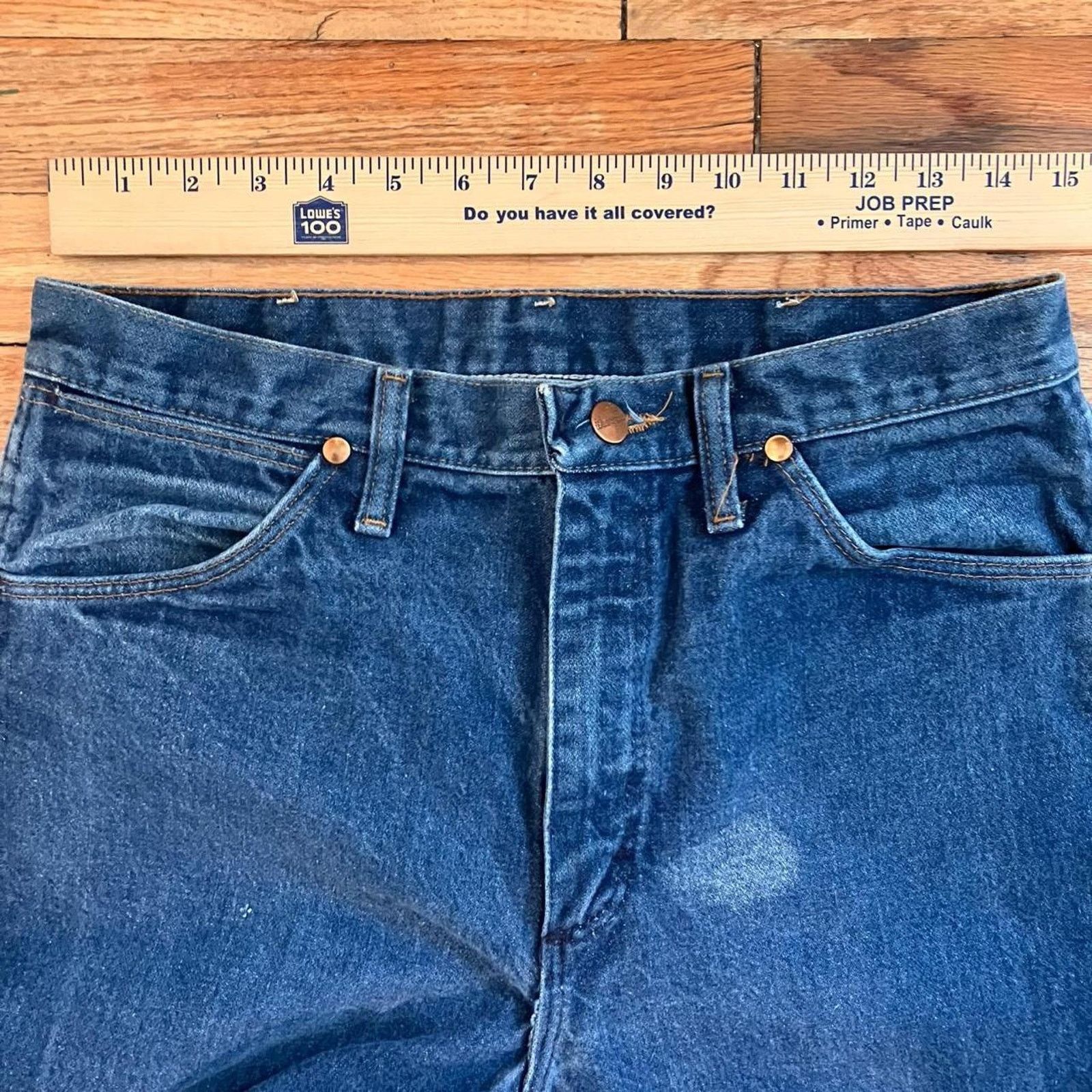 Wrangler Vintage 80s Wrangler Denim Blue Jeans Cowboy Workwear Size US 33 - 6 Thumbnail