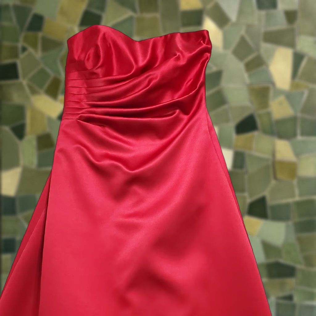 ABS Evening by Allen Schwartz Formal Strapless Dress Womens 8 Red Prom  Party Dress