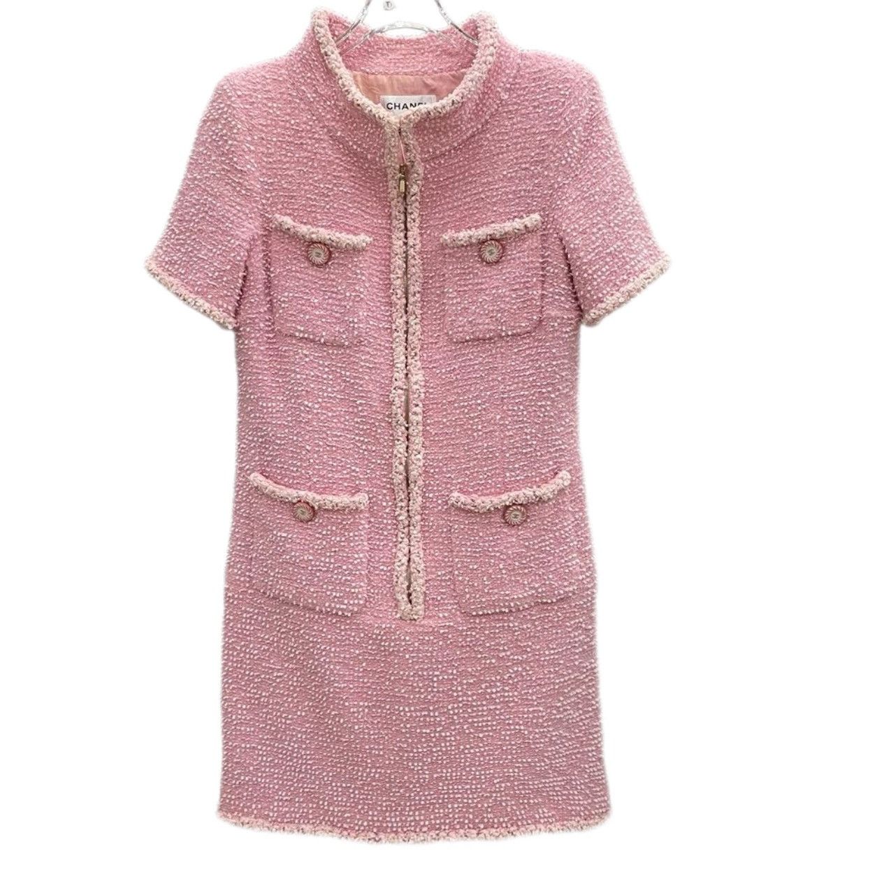 Chanel Chanel Pink Multi-pocket Wool Short Sleeve Tweed Dress K26WX Size M / US 6-8 / IT 42-44 - 1 Thumbnail