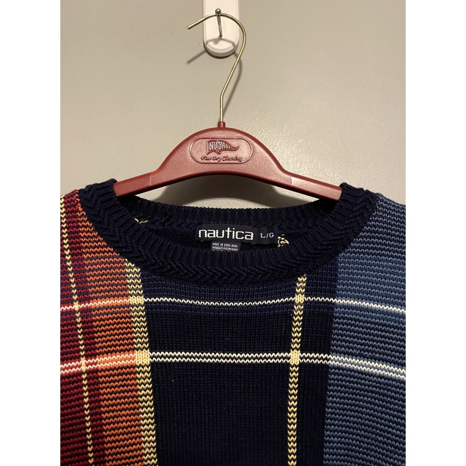 Nautica VINTAGE Nautica Sweater Mens L Vtg Golf Tartan Plaid Crew Neck Pullover Blue Red Yellow B228 Size US L / EU 52-54 / 3 - 2 Thumbnail