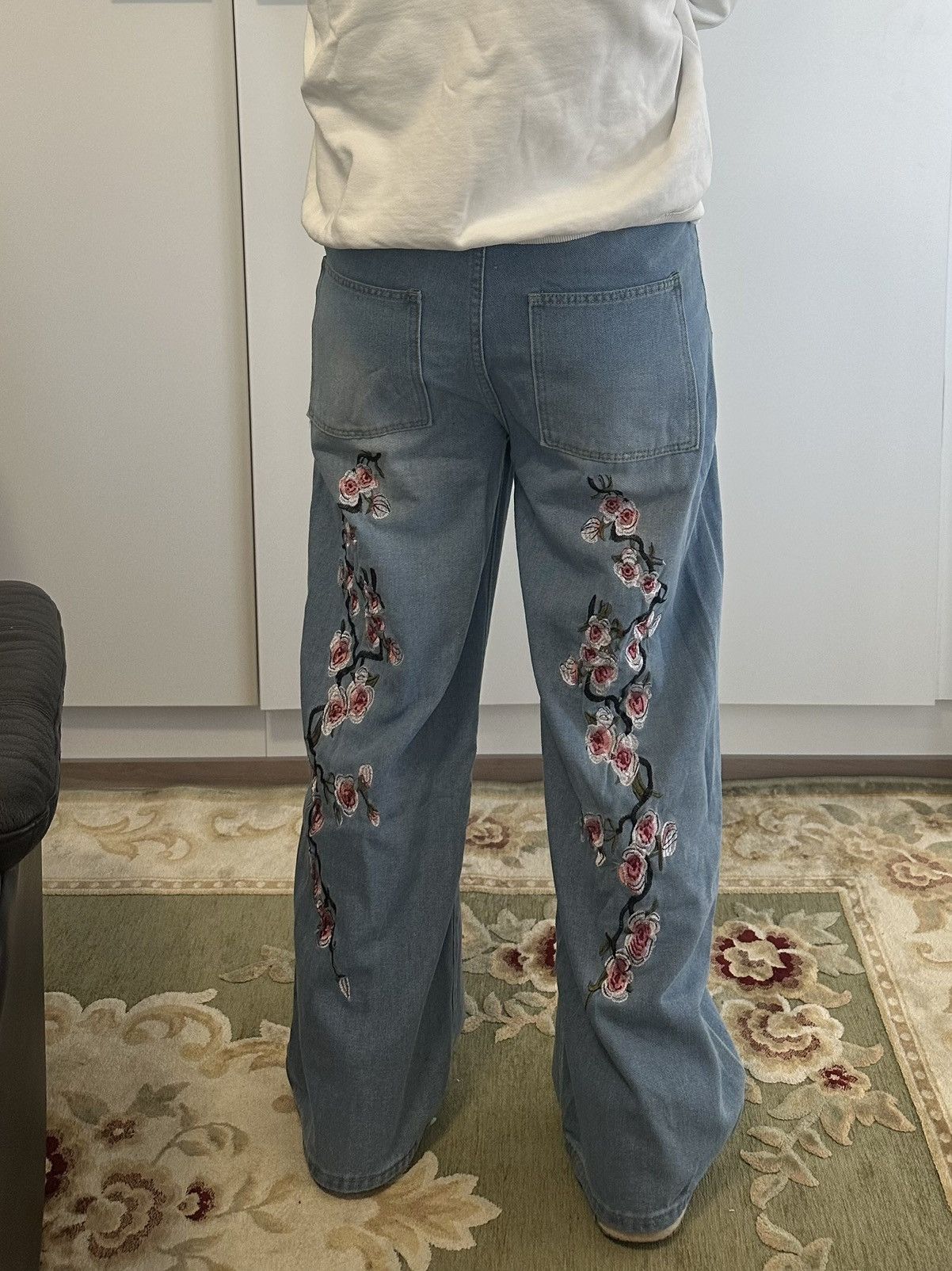 Vintage Cherry Blossom Demin jeans Size US 34 / EU 50 - 2 Thumbnail