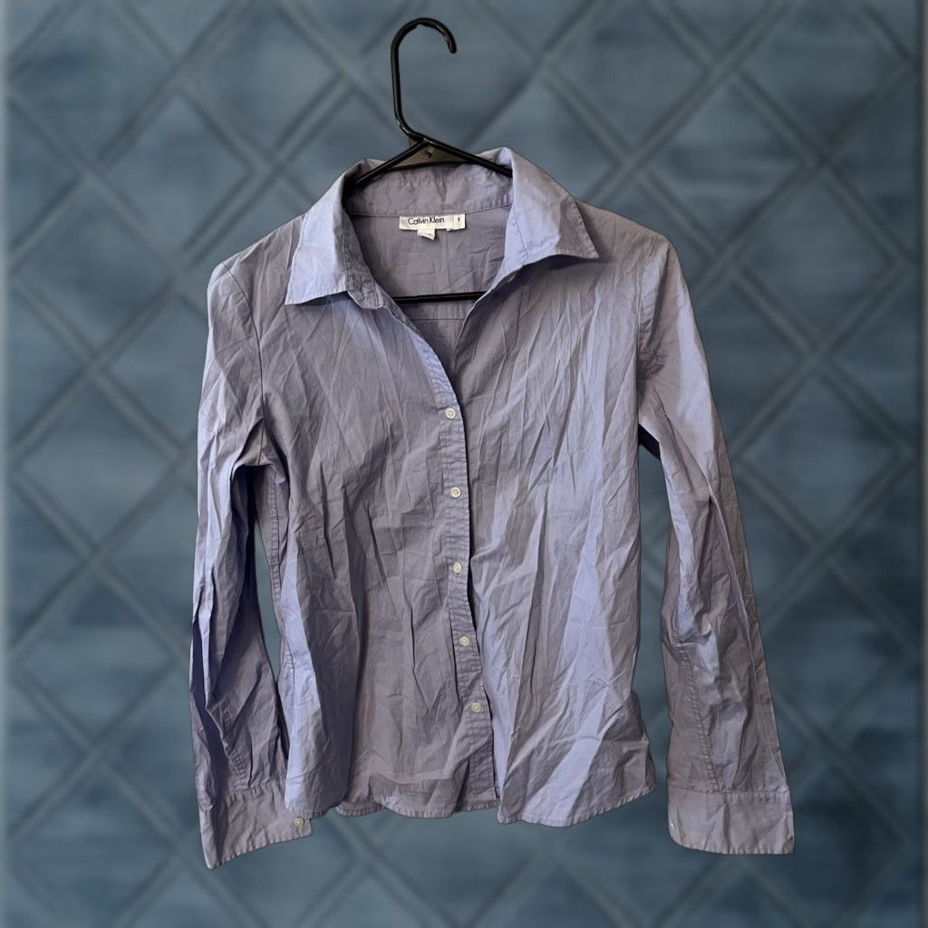 Calvin Klein VINTAGE Calvin Klein Women's Blouse Shirt Long Sleeve Button Solid Casual Formal Workwear Size Small Purple Size S / US 4 / IT 40 - 1 Thumbnail