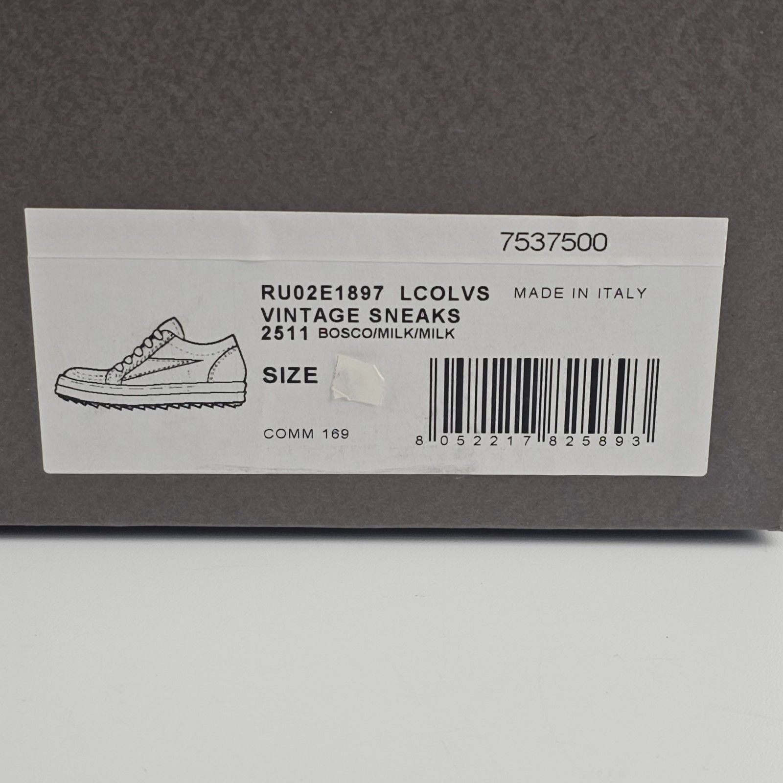 RICK OWENS CONCORDIANS Vintage Bosco/Milk Sneakers New & Aut