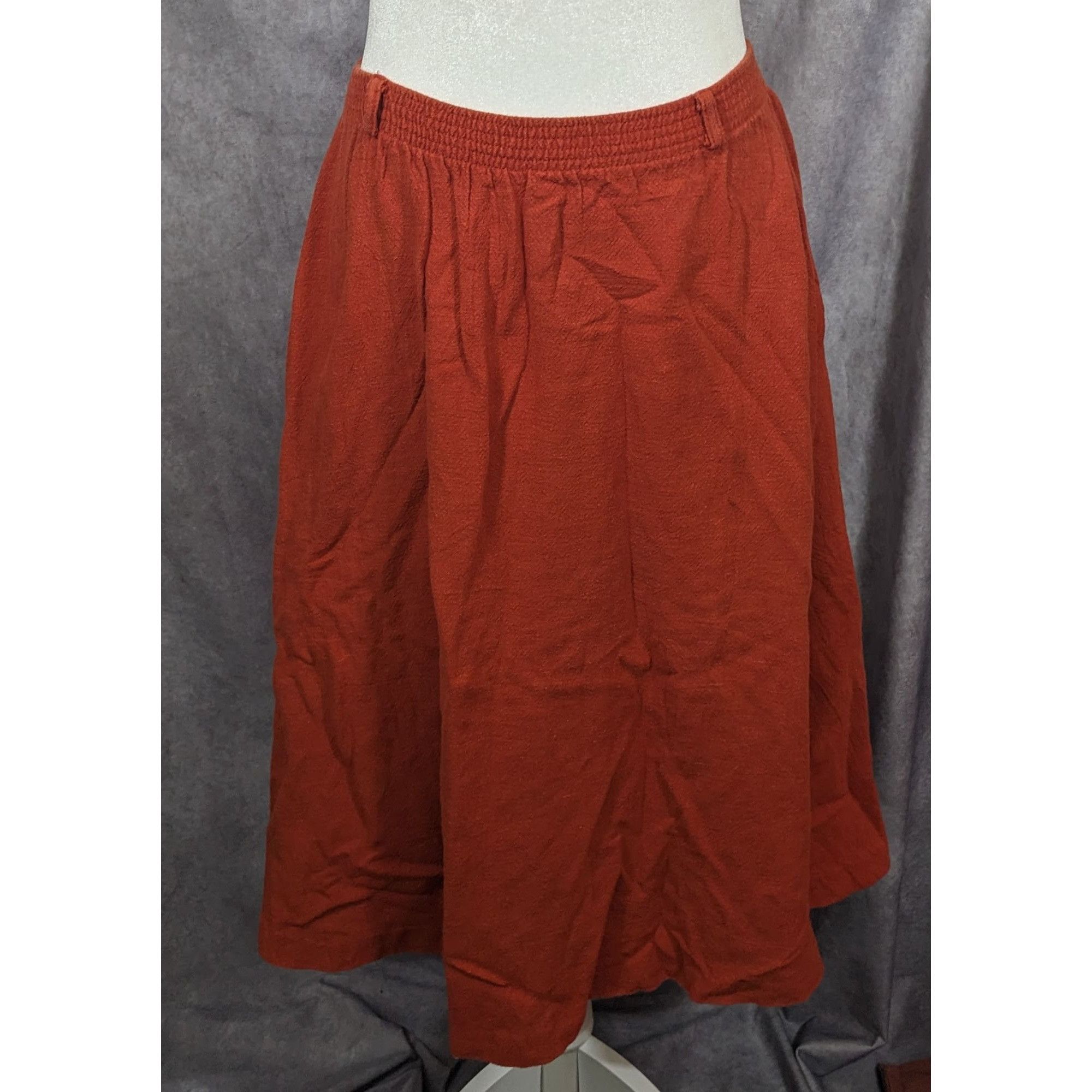 Other Vintage Cottagecore West Coast Connection Rust Midi Skirt Size 26" / US 2 / IT 38 - 4 Thumbnail