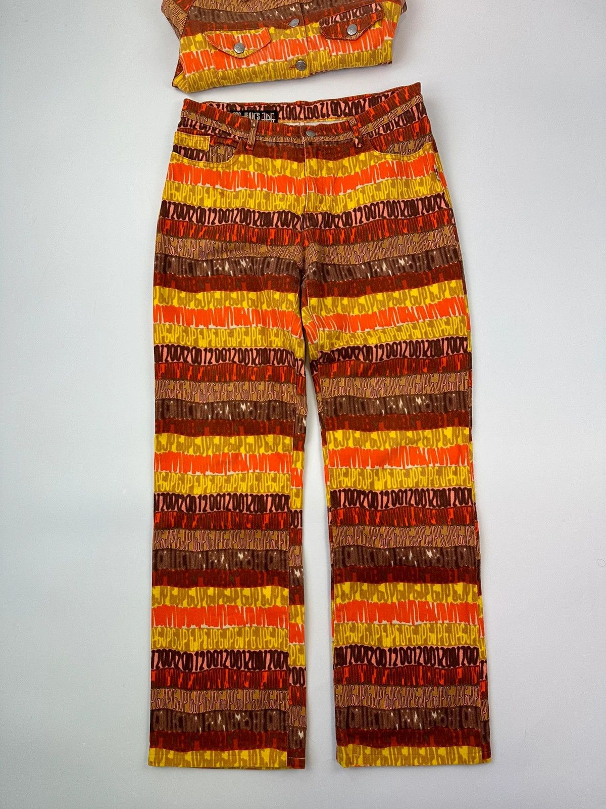 Jean Paul Gaultier JPG 00’s Shirt Denim Pants Set Monogram Orange Red Size M / US 6-8 / IT 42-44 - 9 Thumbnail