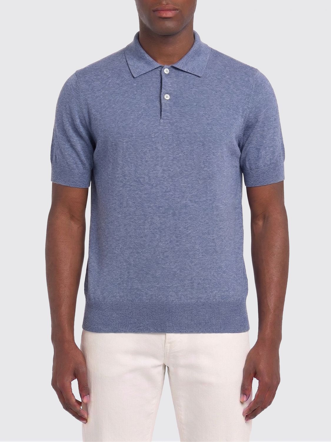 Brunello Cucinelli Brunello Cucinelli Polo Shirt Men Denim Size US S / EU 44-46 / 1 - 1 Thumbnail
