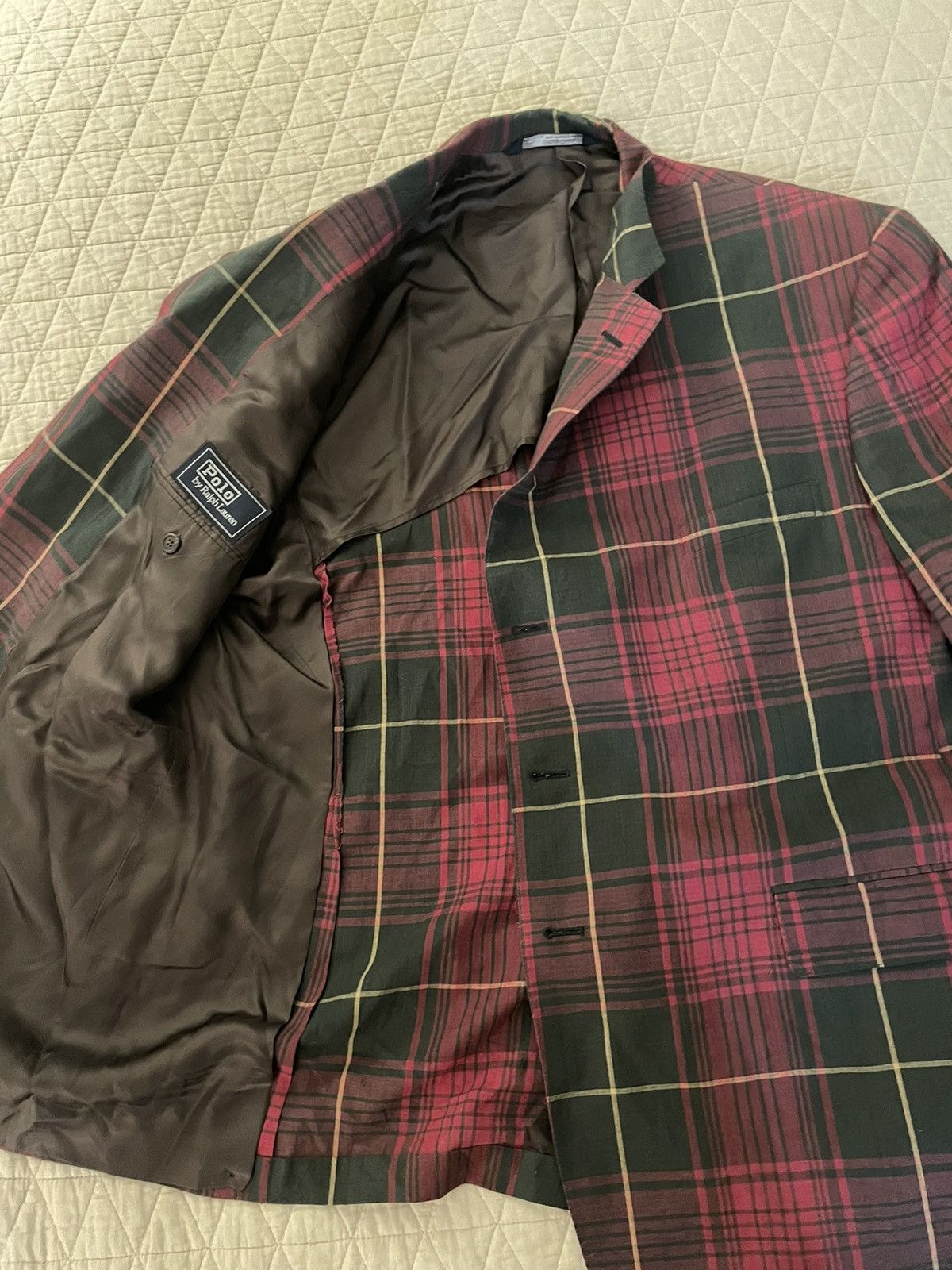 Polo Ralph Lauren × Vintage Cotton Madras Three-Button Jacket Size 46R - 4 Thumbnail