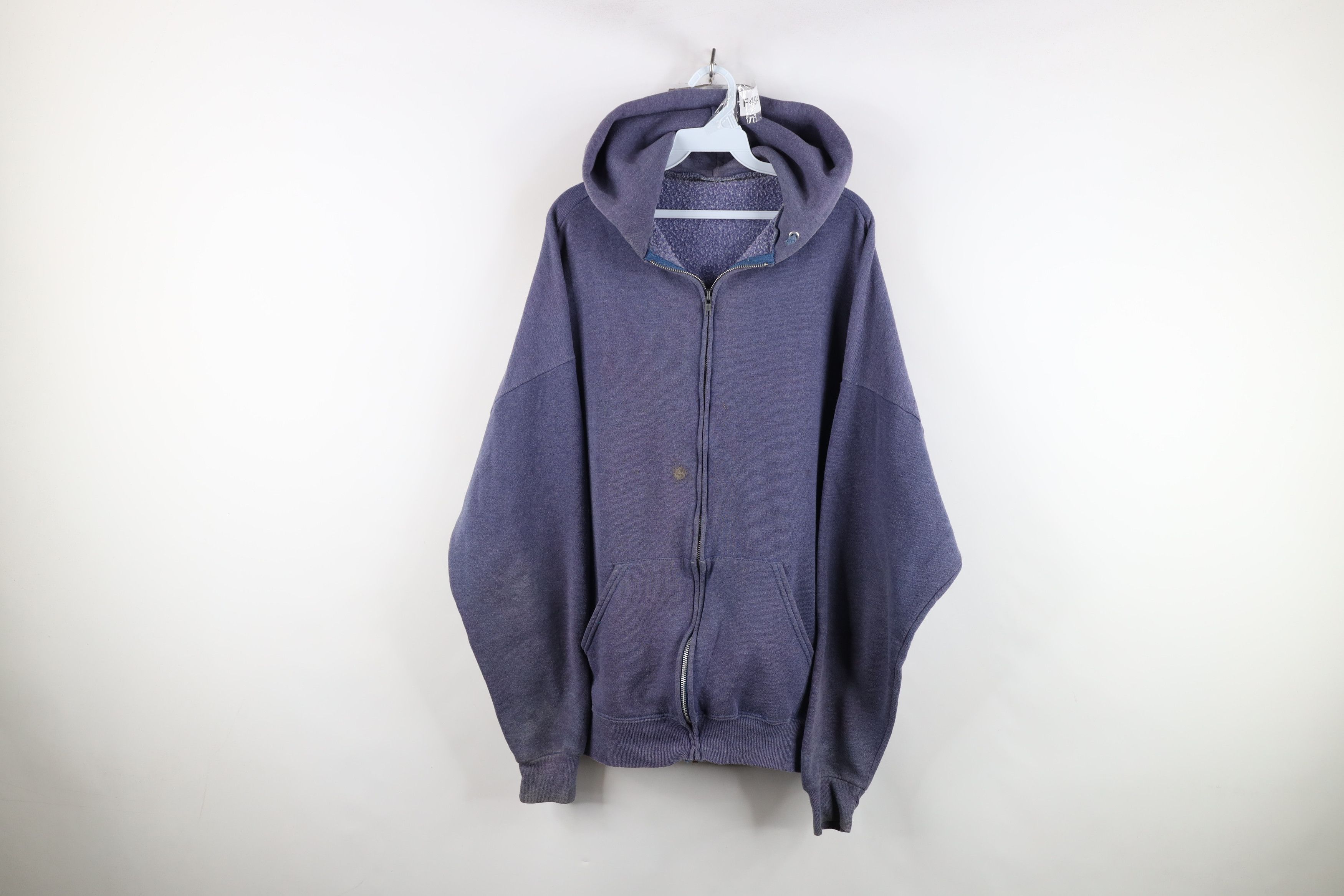Vintage Vintage 90s Streetwear Heavyweight Blank Full Zip Hoodie USA Size US XXL / EU 58 / 5 - 1 Thumbnail