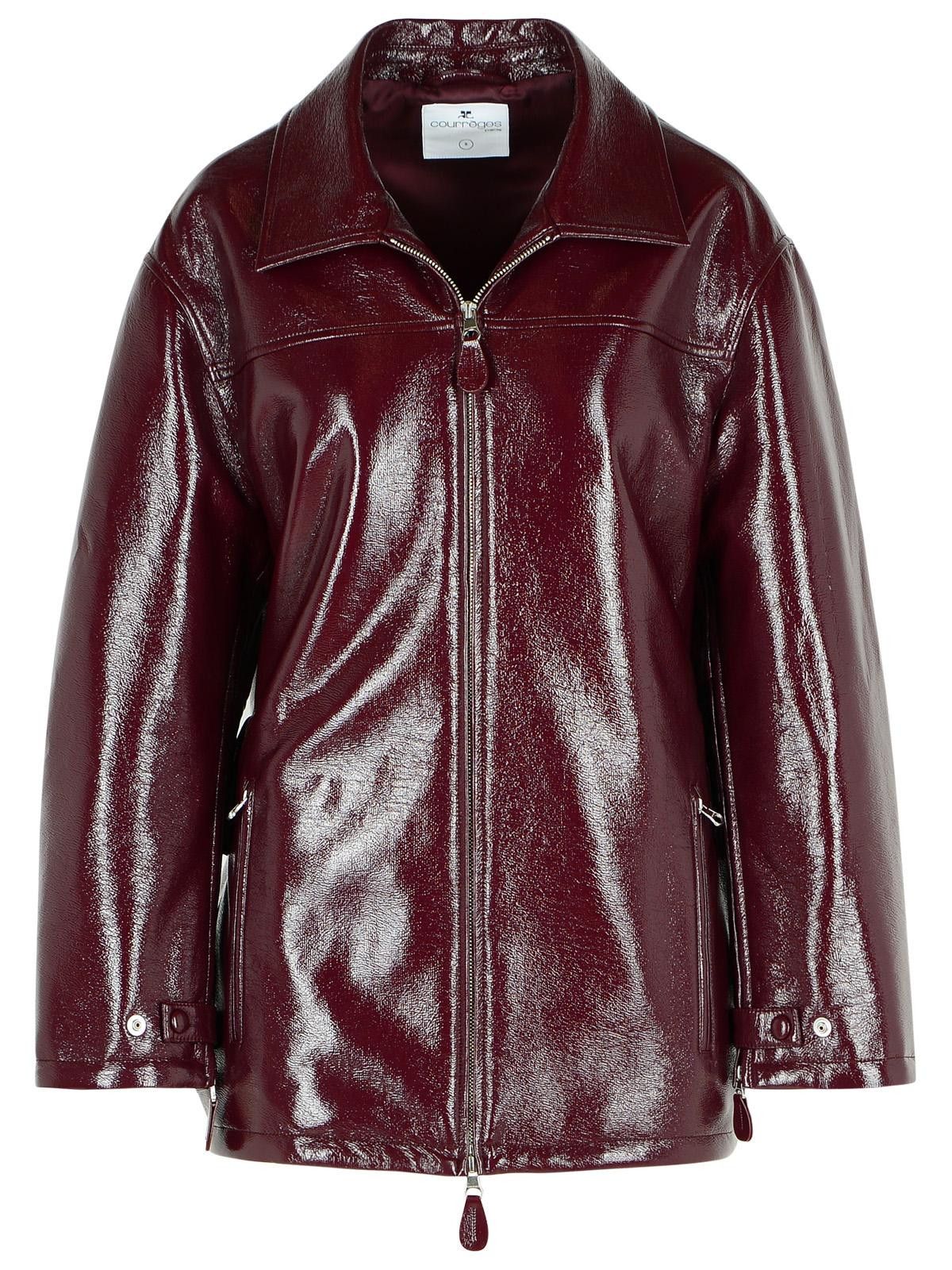 COURREGES 'Vinyl' Burgundy Cotton Blend Jacket