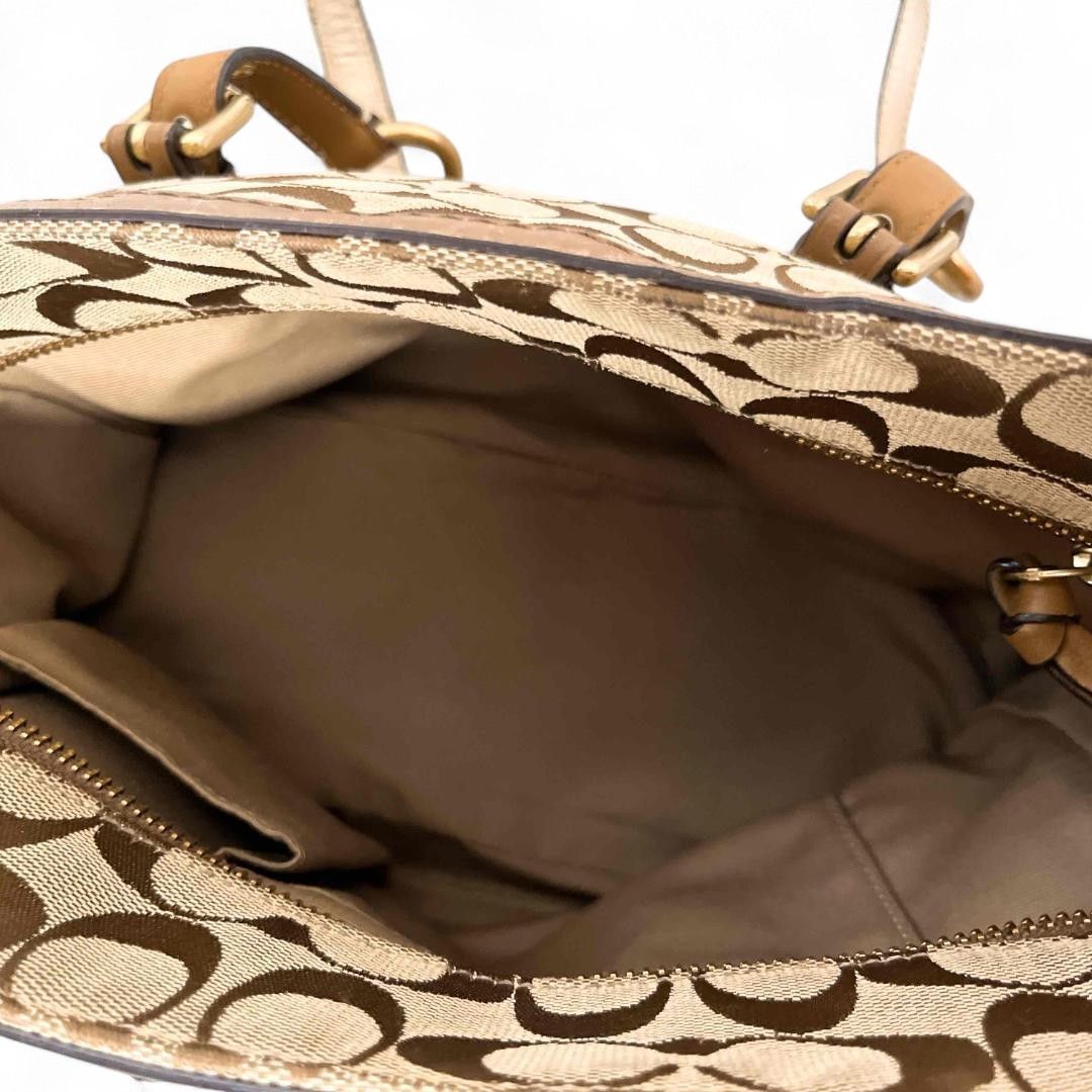 Coach Coach - Handbag Tote Leather Monogram Canvas Brown Size ONE SIZE - 3 Thumbnail