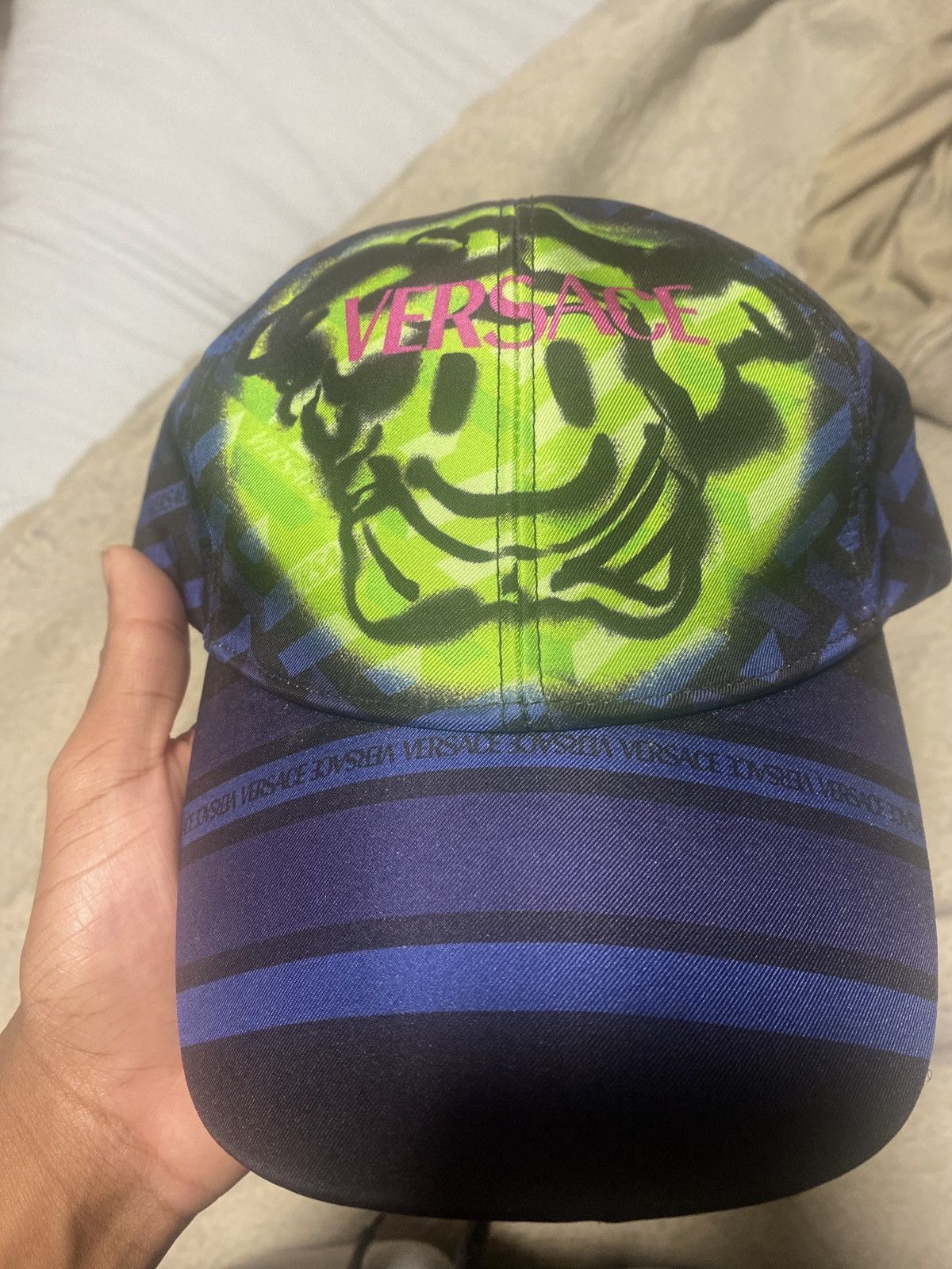 image of Versace Hat in Black Blue Green, Men's