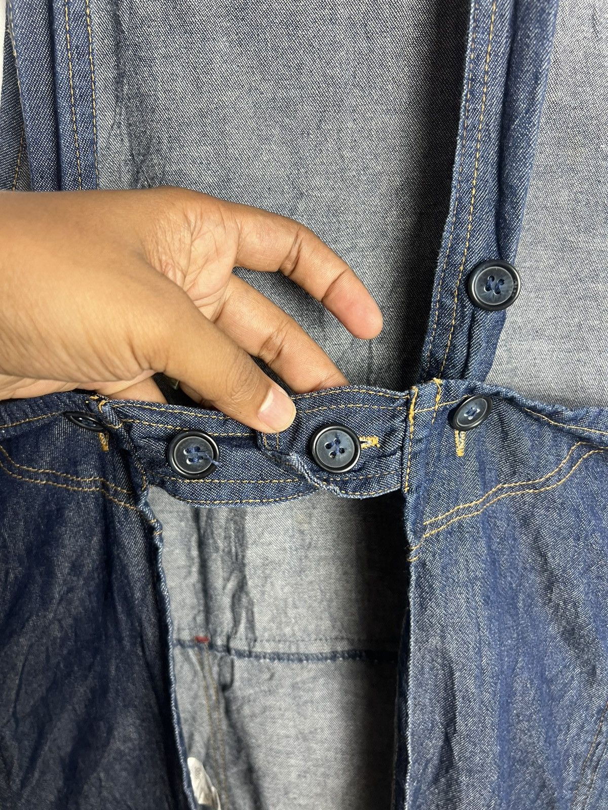 Japanese Brand Clothing Denim Pinafore Dress Apron Size ONE SIZE - 7 Thumbnail