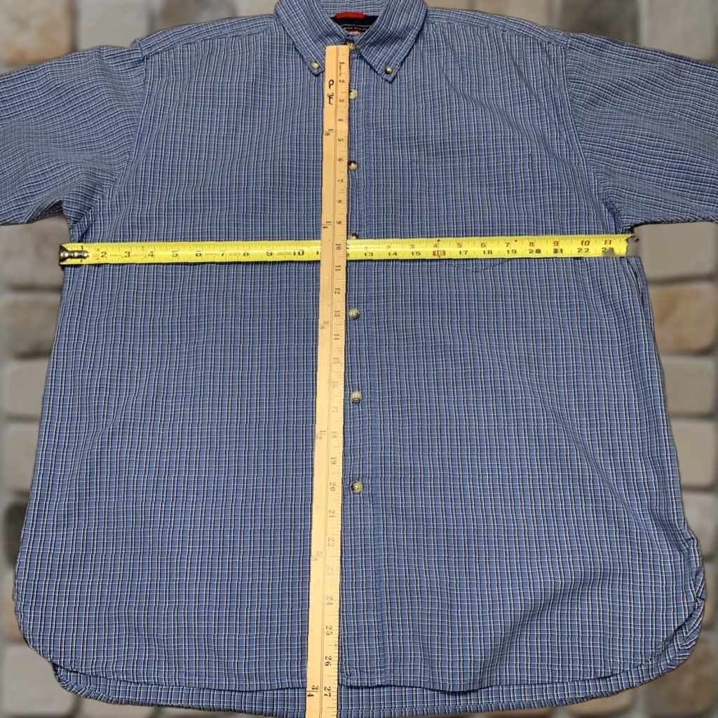 Wrangler Wrangler Short Sleeve Shirt Mens L Blue White Plaid Button Up Western Size US XL / EU 56 / 4 - 1 Thumbnail