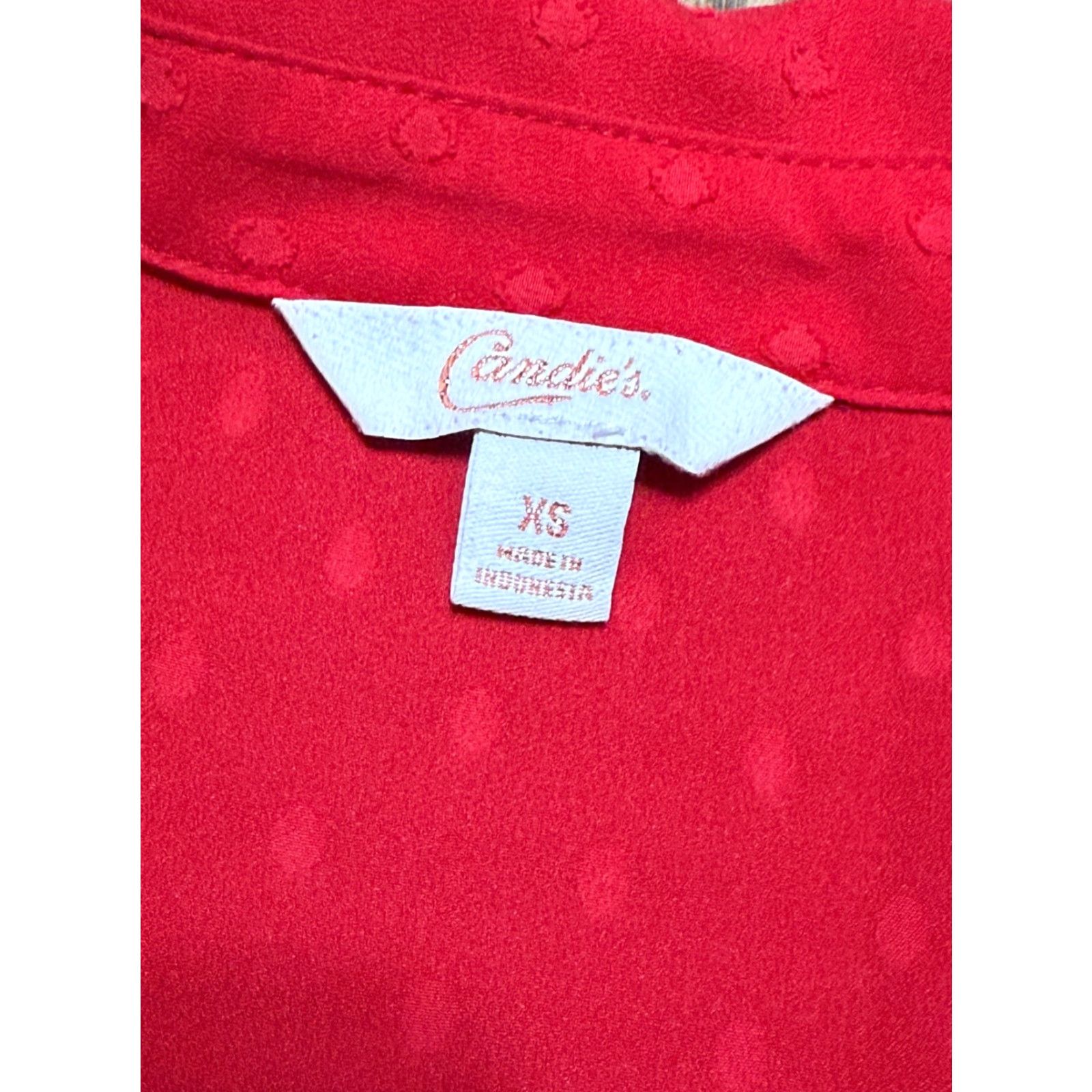 Vintage Candies Shirt Women's XS Red Long Sleeve Button-Up Shirt Size XS / US 0-2 / IT 36-38 - 5 Thumbnail