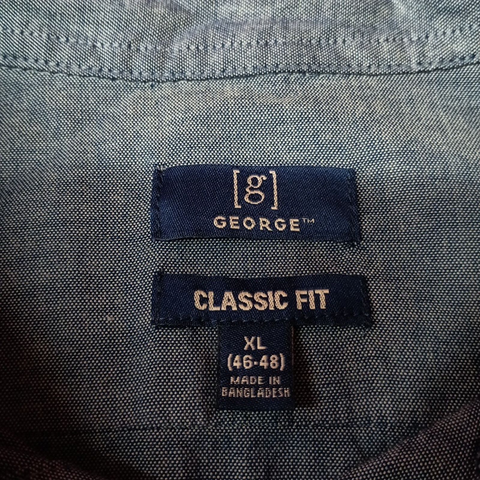 George George Poplin Button Down Shirt Men's XL Blue Classic Fit Size US XL / EU 56 / 4 - 4 Thumbnail