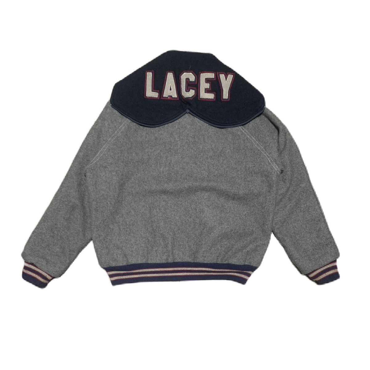 Vintage Vintage 80s Lacey Wool Varsity Jacket Made In Usa Size US L / EU 52-54 / 3 - 1 Thumbnail
