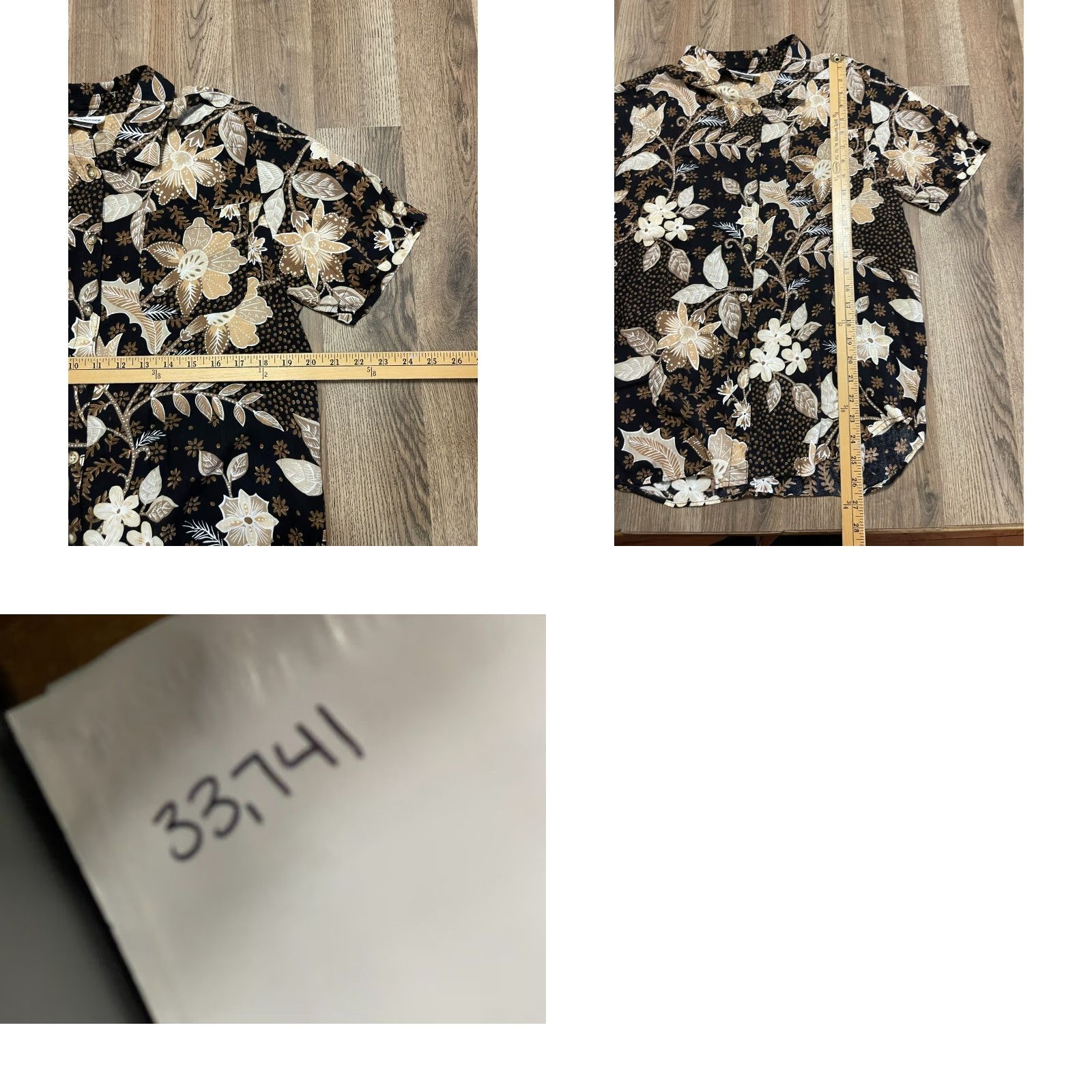 Vintage Alfred Dunner Shirt Women's 14 Black Tan Short Sleeve Button Up Shirt Size XL / US 12-14 / IT 48-50 - 8 Thumbnail