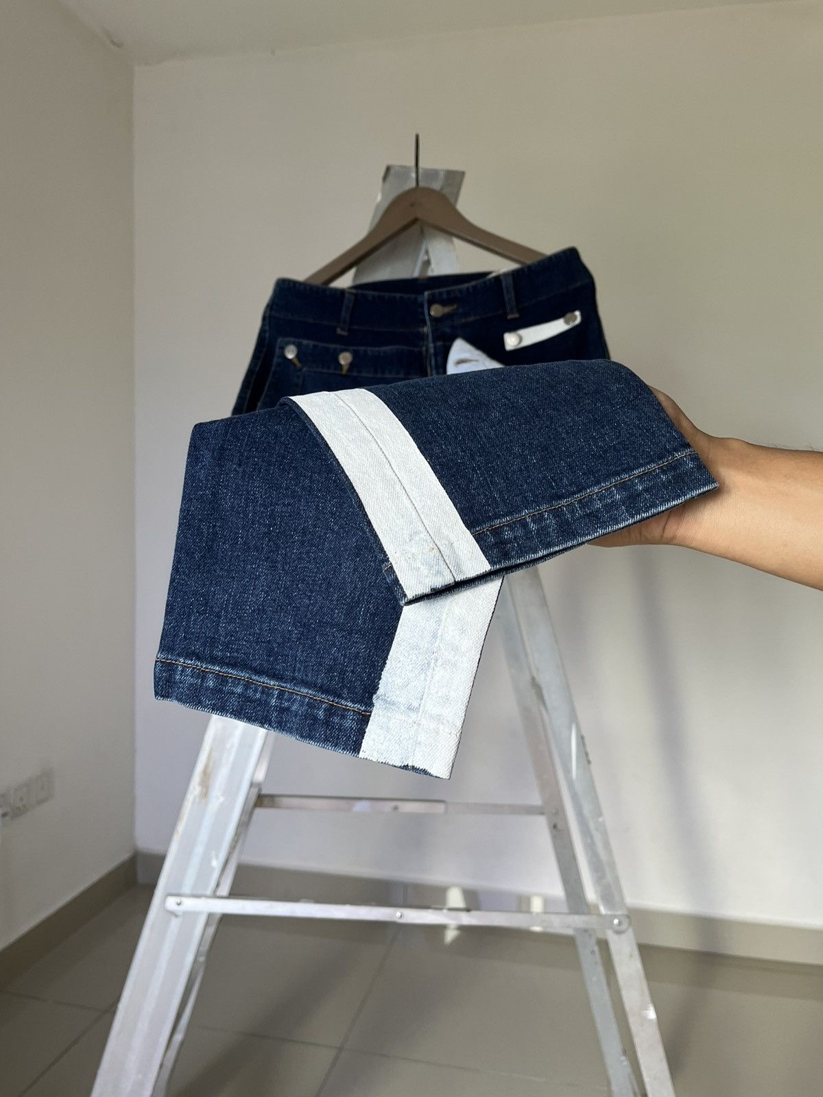 CABANE de ZUCCa Cabane De Zucca White Stripe Denim Jeans Size US 32 / EU 48 - 4 Thumbnail