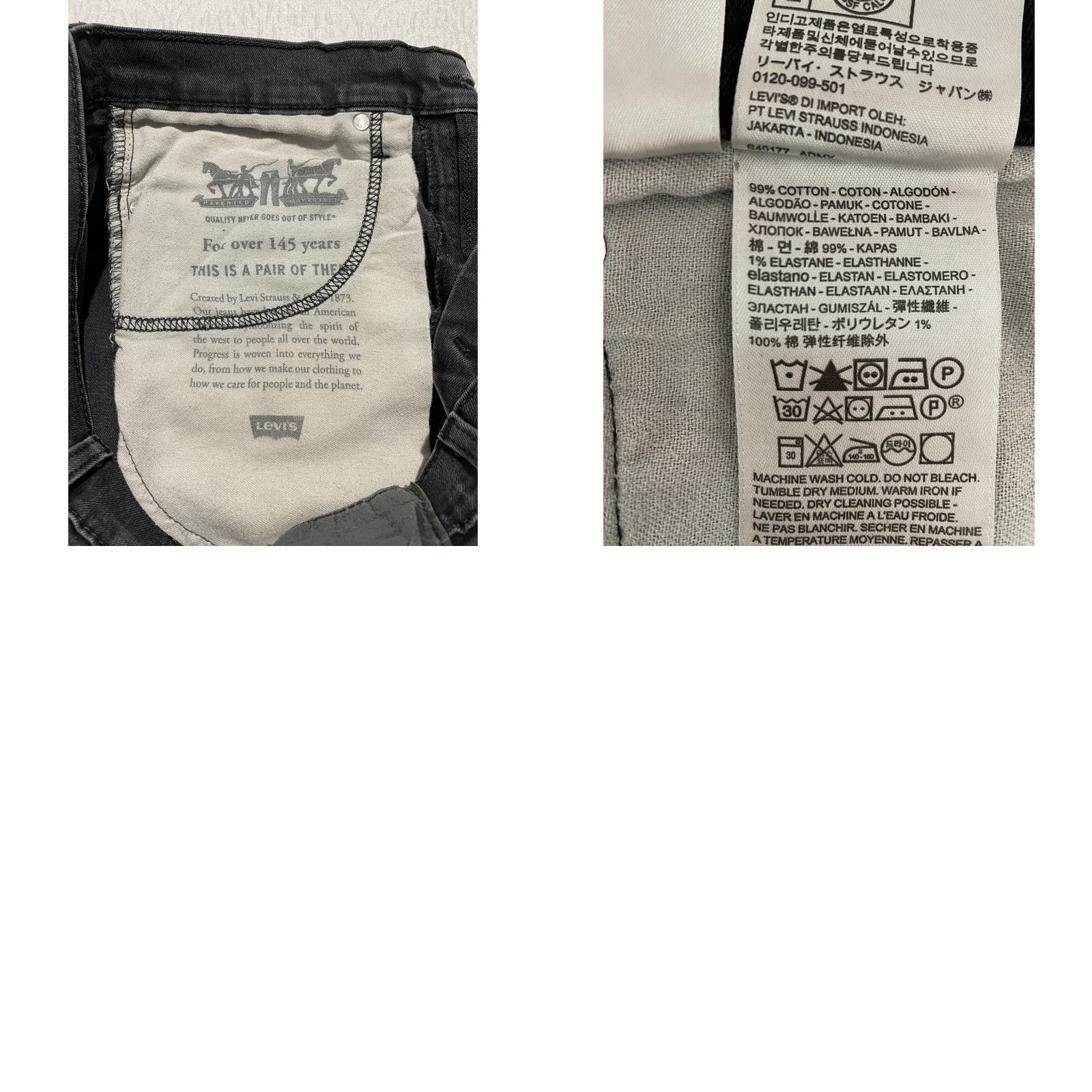 Levi's Levi's 510 Slim Fit Jeans Mens 34×29 Black Denim Distressed Comfort Stretch - Regular W34 L29 Five Pocket Jeans Size US 34 / EU 50 - 8 Thumbnail