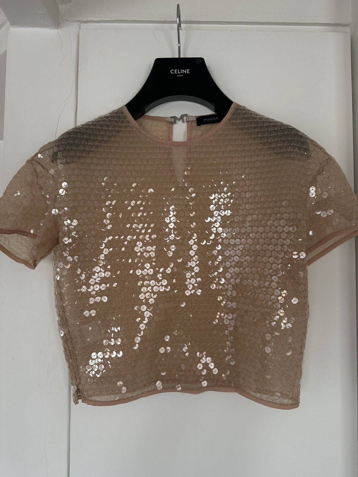 Mugler Mugler Paris tan shiny sequin crop top Size M / US 6-8 / IT 42-44 - 1 Thumbnail