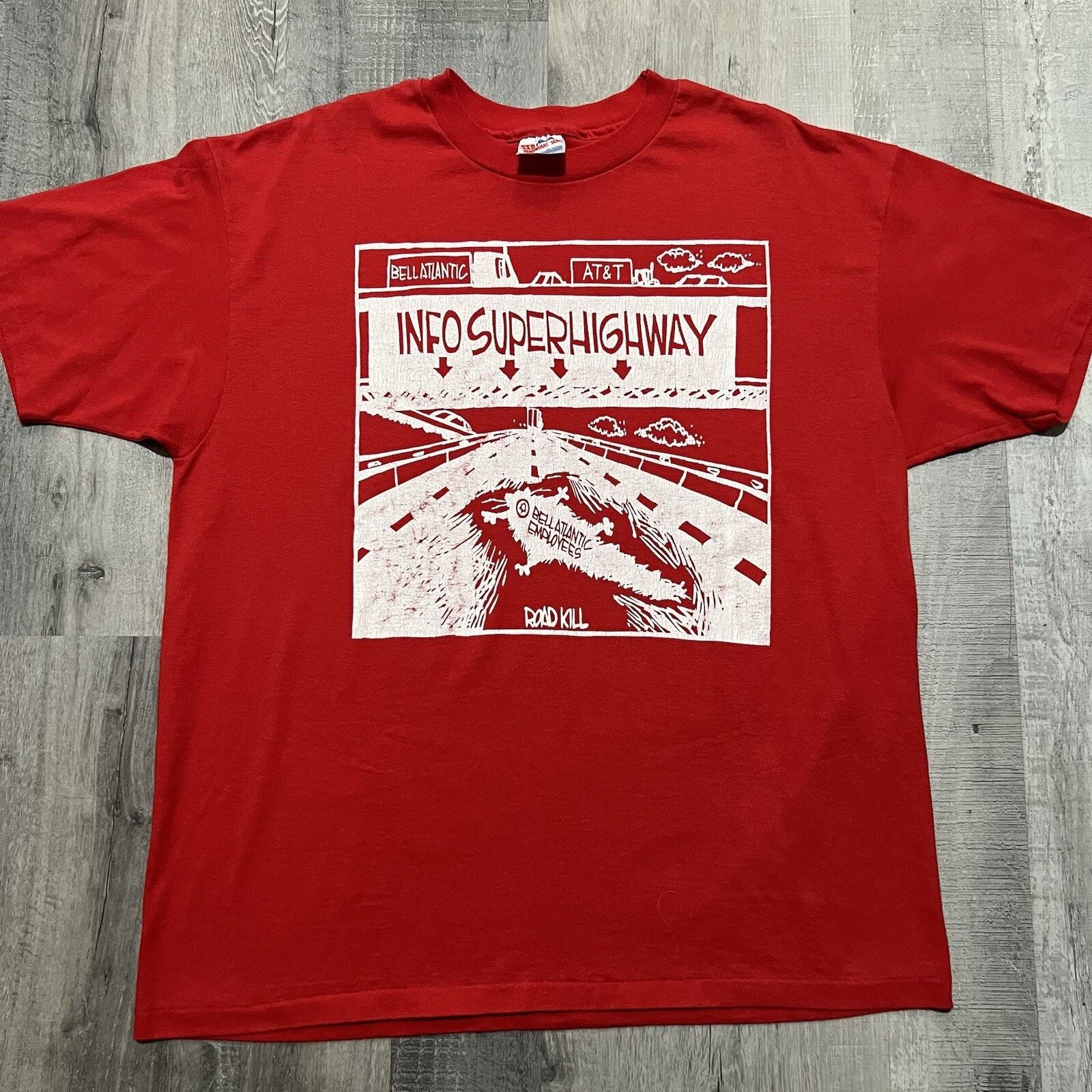 Hanes VTG Info Superhighway 90s BellAtlantic Roadkill Tech T Shirt Size US XL / EU 56 / 4 - 1 Thumbnail