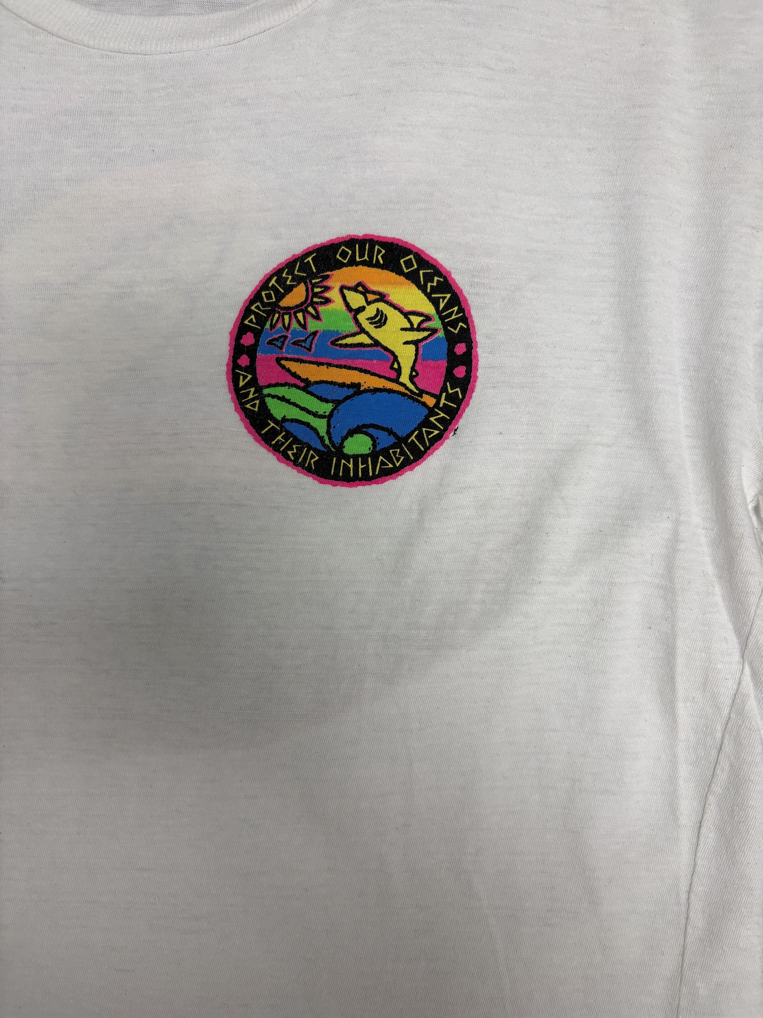 Vintage Protect Our Oceans Vintage White T-Shirt Tee Size US M / EU 48-50 / 2 - 2 Thumbnail