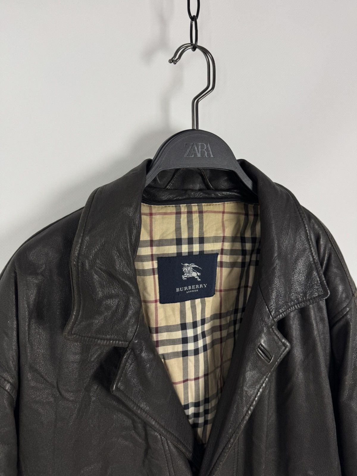 Burberry Vintage Distressed Burberry London Leather Coat Brown Jacket Size US L / EU 52-54 / 3 - 7 Thumbnail