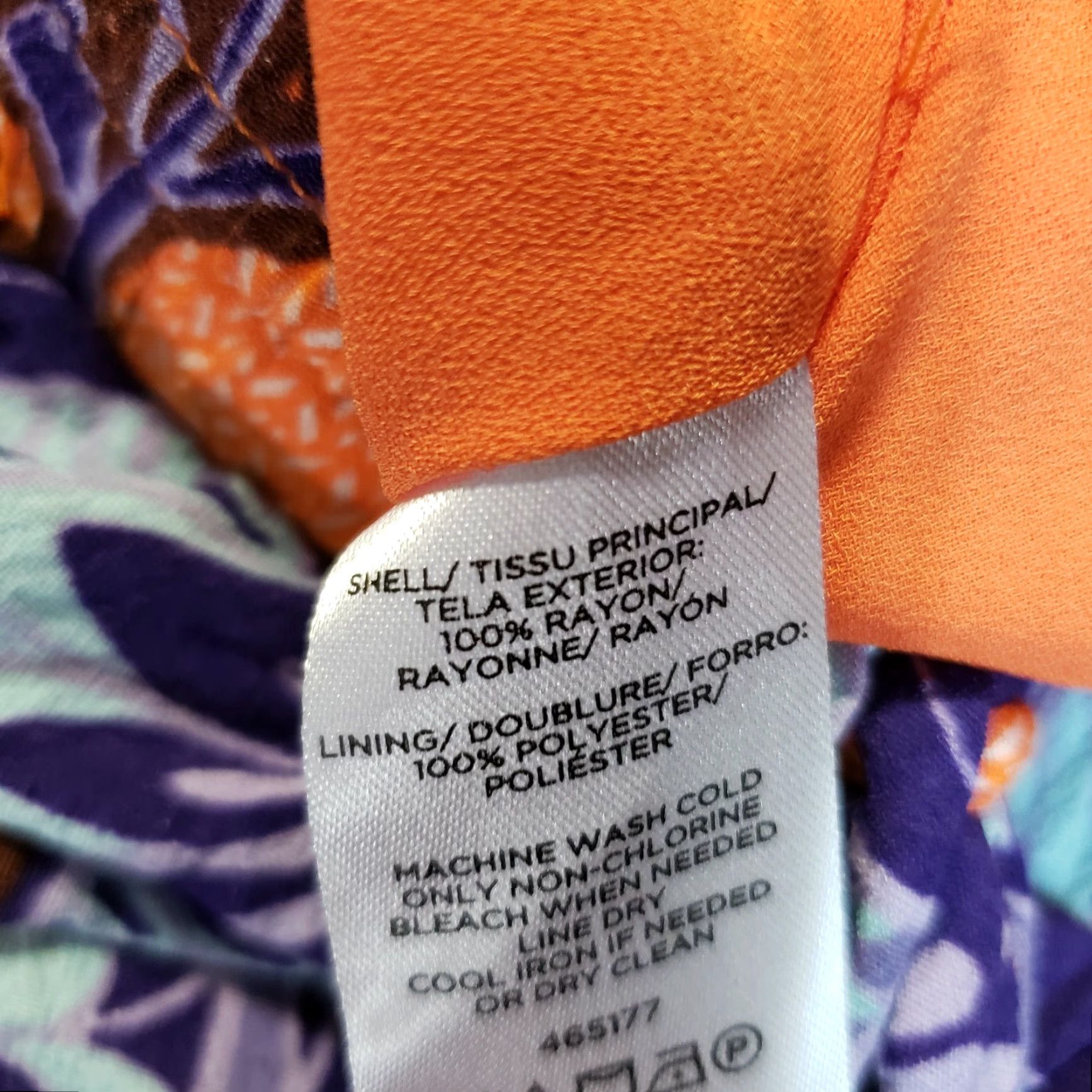 Loft VINTAGE? No. Ann Taylor LOFT Womens Skirt S Purple Orange Floral Drawstring Rayon Short A-Line Womens Size 28" / US 6 / IT 42 - 3 Thumbnail