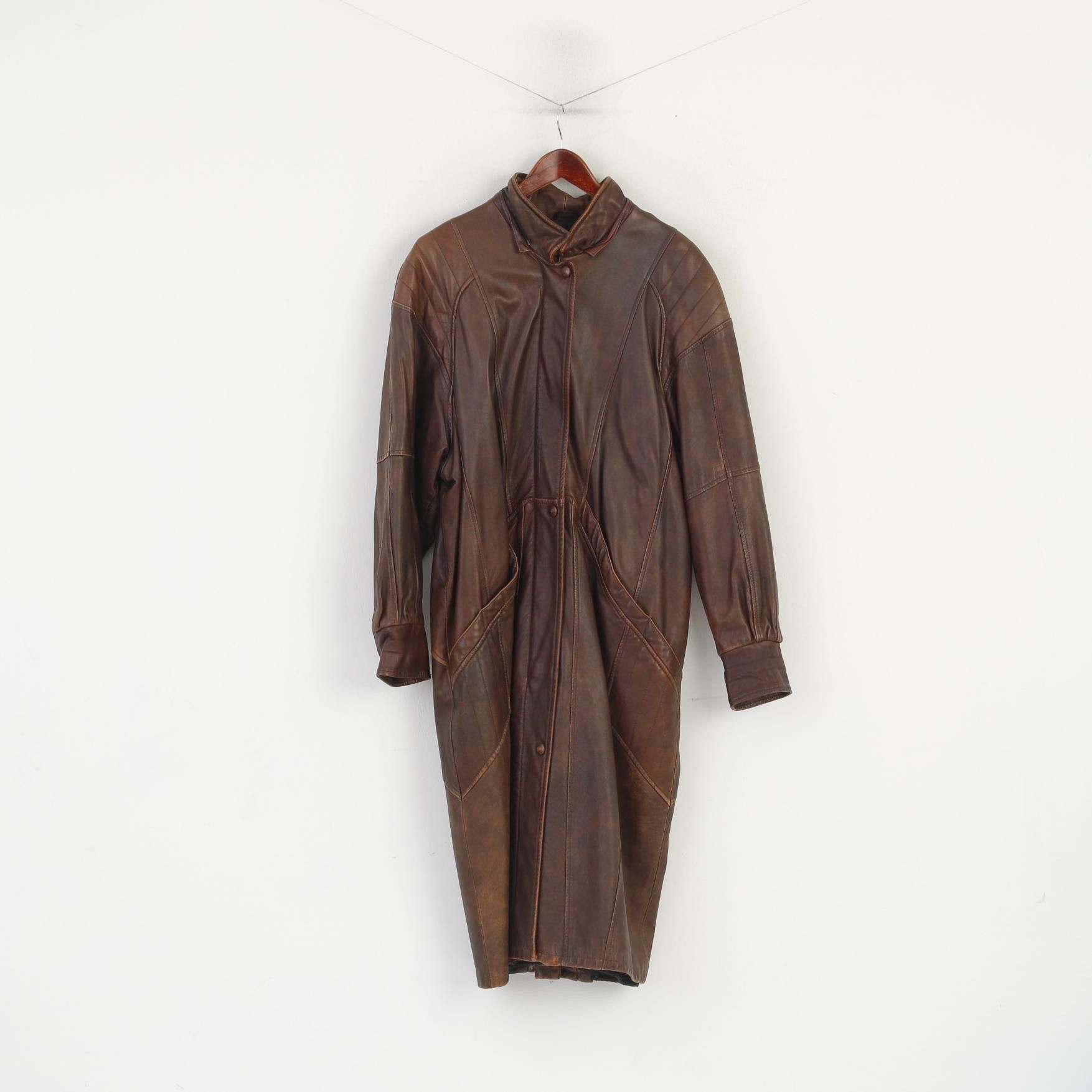 Vintage Mokka Nappa Finland Women 40 L Coat Brown 0185Leather Size L / US 10 / IT 46 - 2 Thumbnail