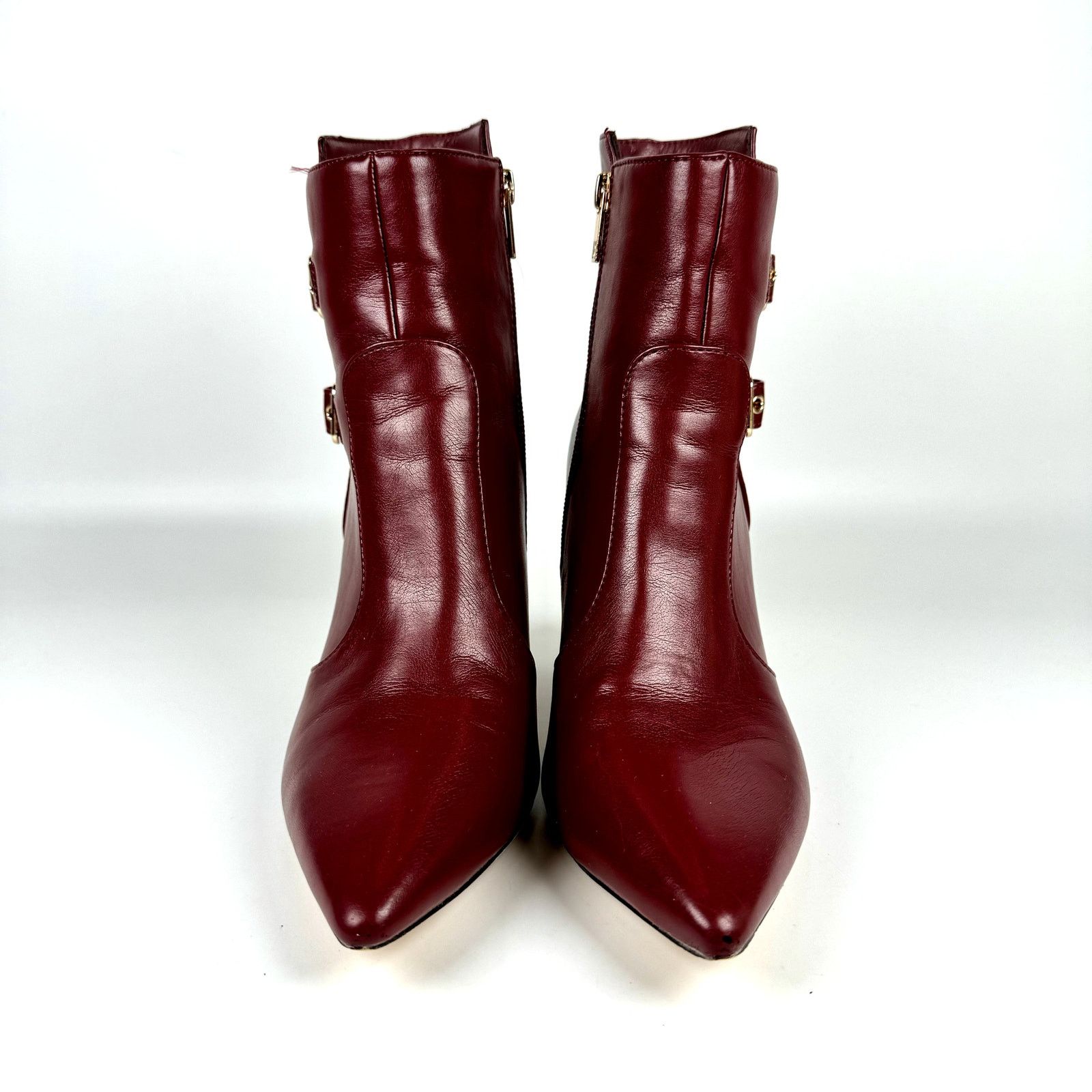 Other New York & Company Red Gold Buckle High Heel Ankle Booties 9 Size US 9 / IT 39 - 6 Thumbnail