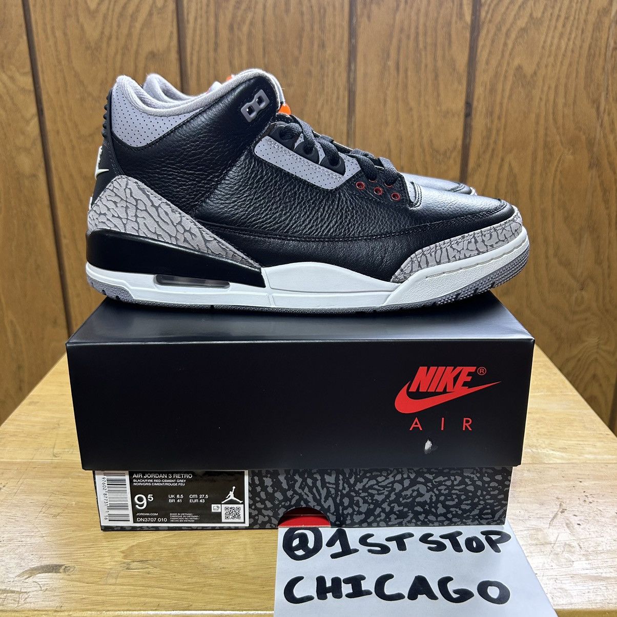 Jordan Brand × Nike Nike Air Jordan 3 Retro Black Cement 2024 Size 9.5 NEW Size US 9.5 / EU 42-43 - 1 Thumbnail