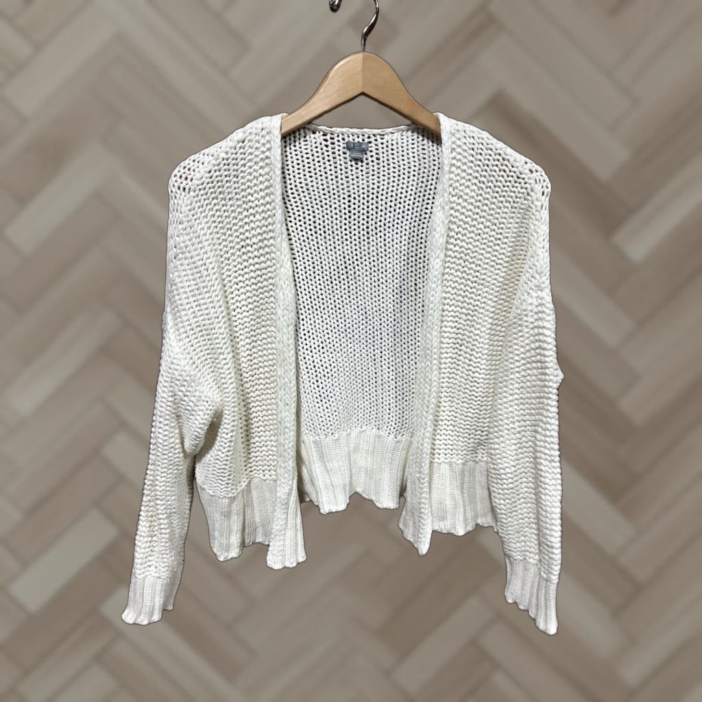 Vintage Aerie Sweater Cardigan Womens Small White Cotton Knit Open Chunky Knit Long Sleeve Casual Fall Spring Winter Summer Regular Fit Vintage No Size S / US 4 / IT 40 - 1 Thumbnail