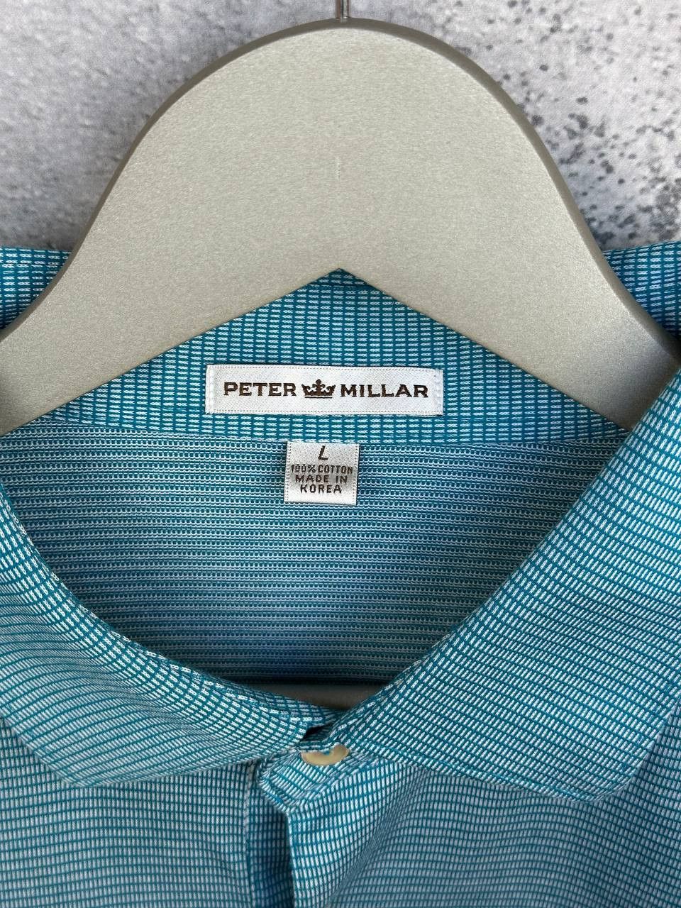 Peter Millar Peter Millar Gingham Check Polo Shirt Aqua Blue Cotton SS Size US L / EU 52-54 / 3 - 8 Thumbnail