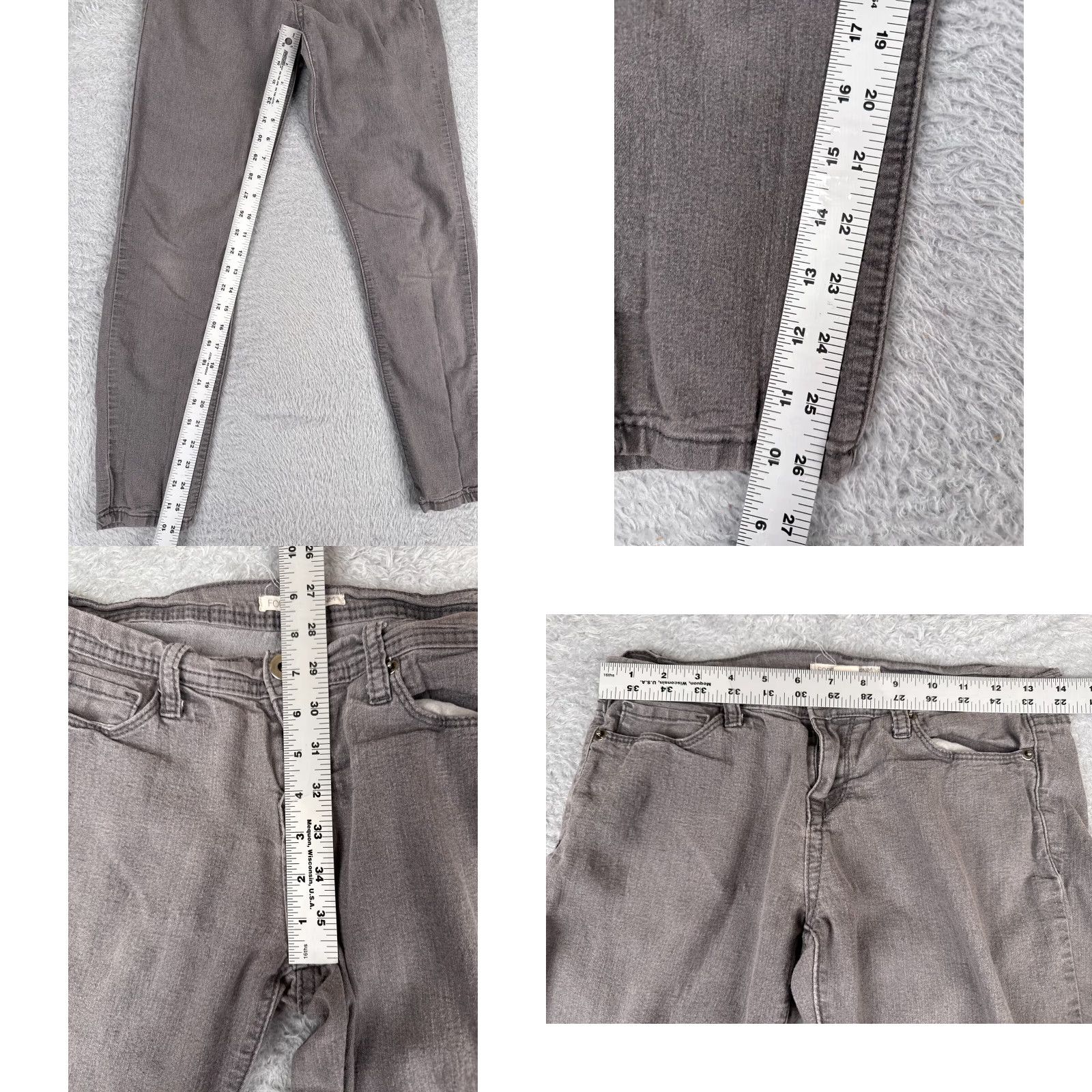Forever 21 FOREVER 21 Jeans Womens 27 Gray Denim Tapered Cotton Blend Low Rise 27x26 Distressed 5-Pocket Design Regular Inseam 26 in Mens? Size 27" / US 4 / IT 40 - 8 Thumbnail