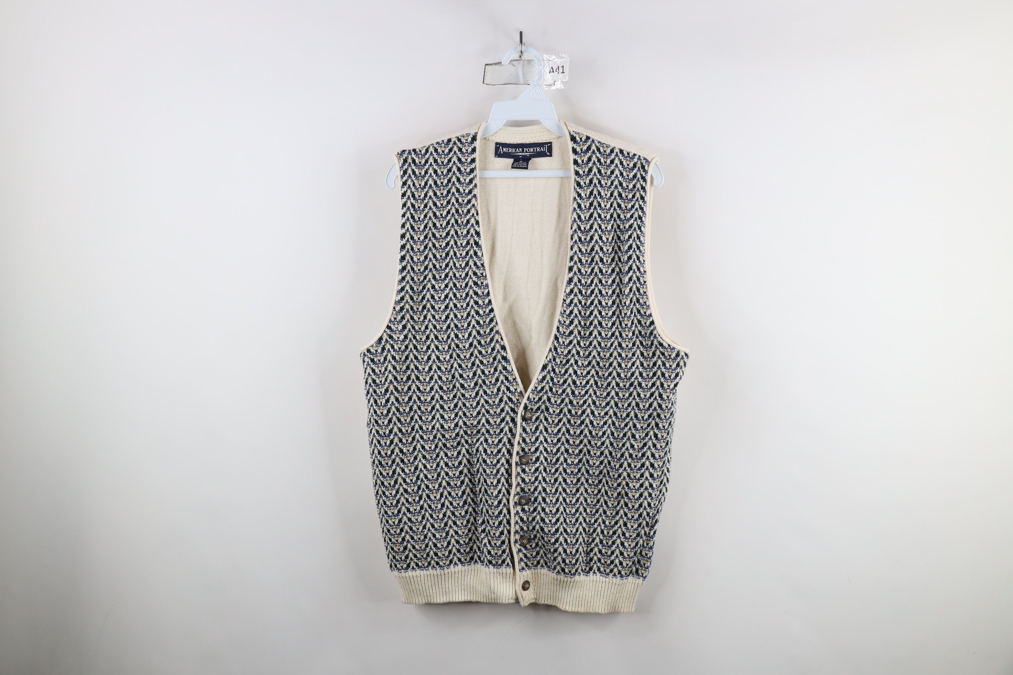 Vintage Vintage 90s Streetwear Herringbone Cardigan Sweater Vest USA Size US M / EU 48-50 / 2 - 1 Thumbnail