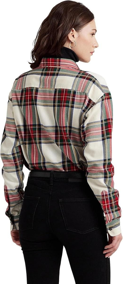 Polo Ralph Lauren Lauren Ralph Lauren Bullion Plaid Twill Shirt in Red ( S ) Size S / US 4 / IT 40 - 2 Thumbnail