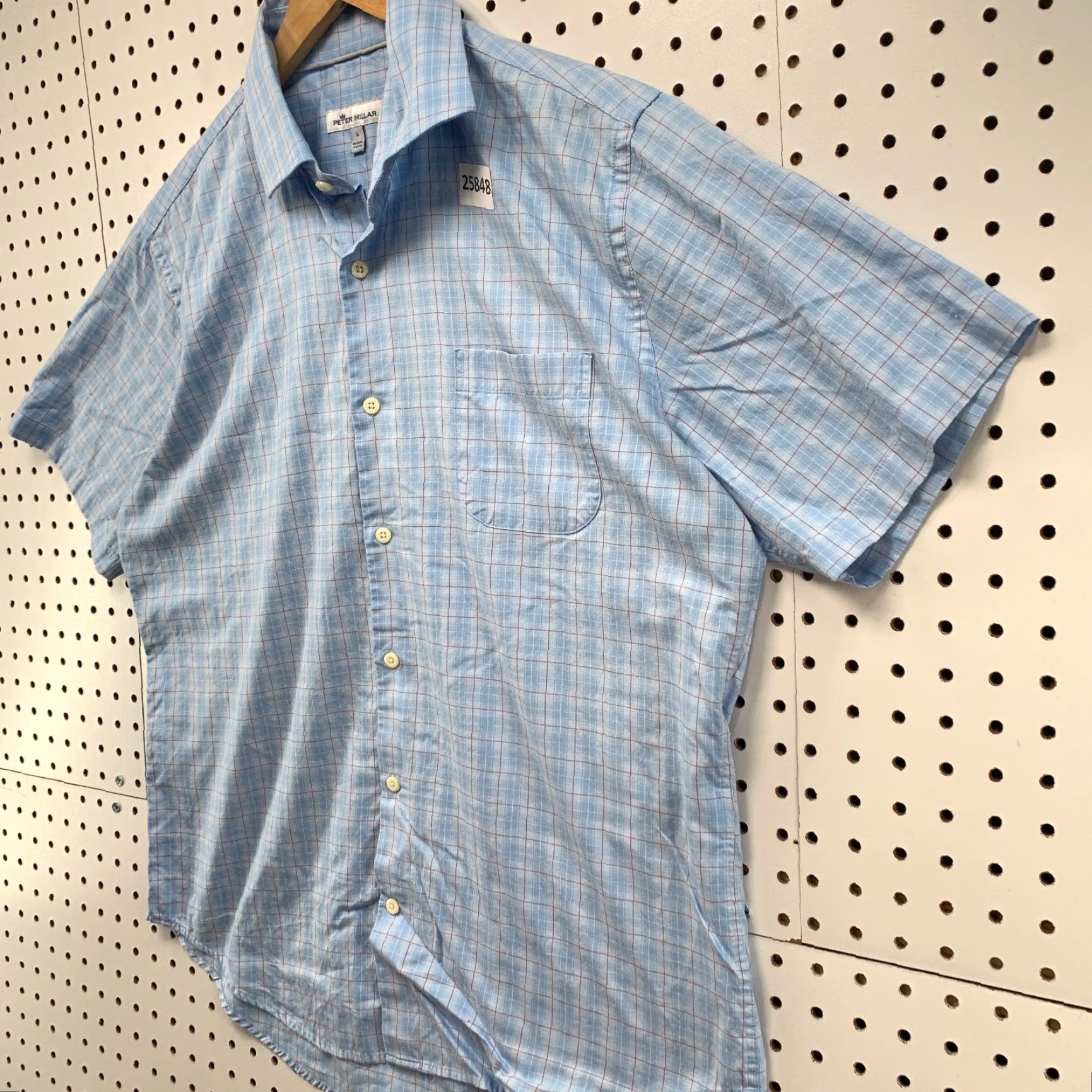 Peter Millar Peter Millar Button Shirt Blue red Check Short Sleeve Mens Large 24.5x30 Size US L / EU 52-54 / 3 - 6 Thumbnail